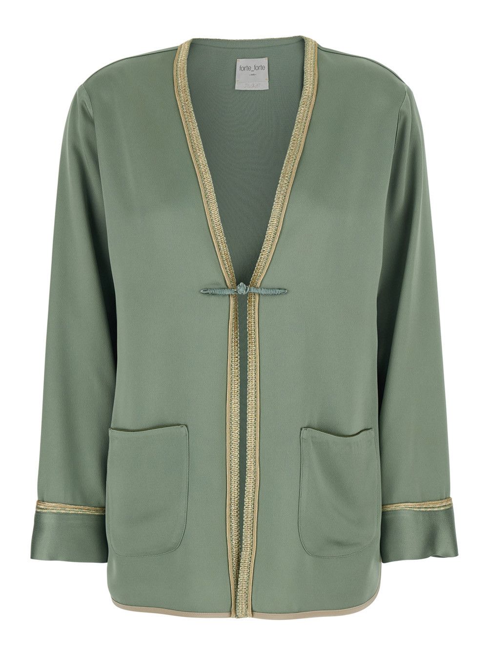 forte_forte Jacket with Contrast Finishes and Hook Closure on the Front in Green Viscose Blend for Women Size M / US 6-8 / IT 42-44 - 1 Thumbnail