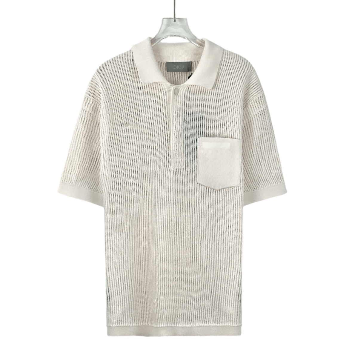 Dior Dior Gray-White Knit Polo Shirt with Collar (Size M) Size US M / EU 48-50 / 2 - 1 Thumbnail