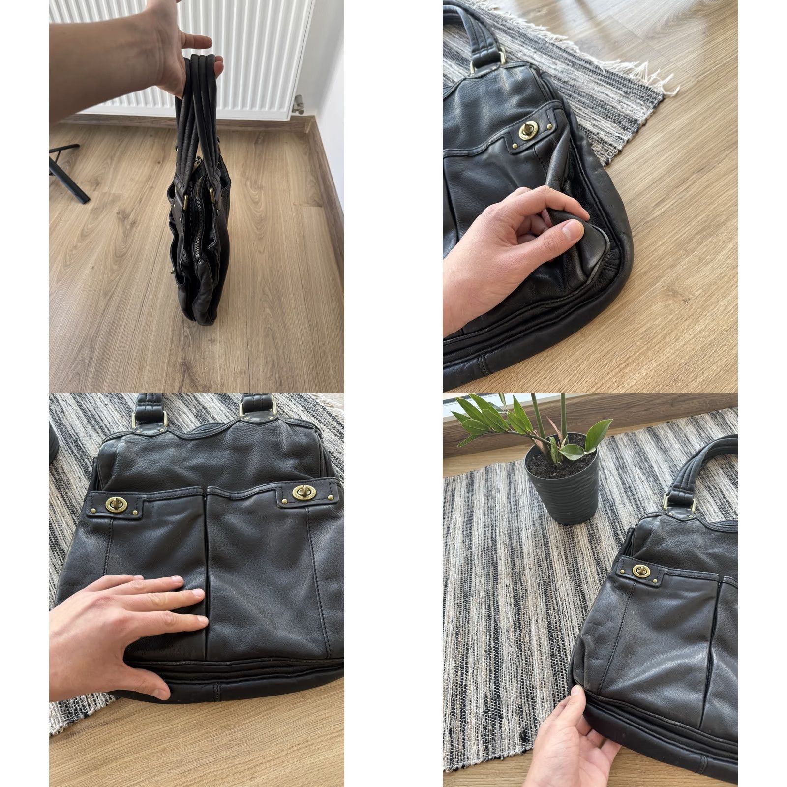Marc by Marc Jacobs VINTAGE Marc by Marc Jacobs Leather Multi Pocket Satchel/Top Handle Bag Women Medium Black Retro Designer Pockets Bag Vintage Mens Womens Girls Boys Size ONE SIZE - 8 Thumbnail