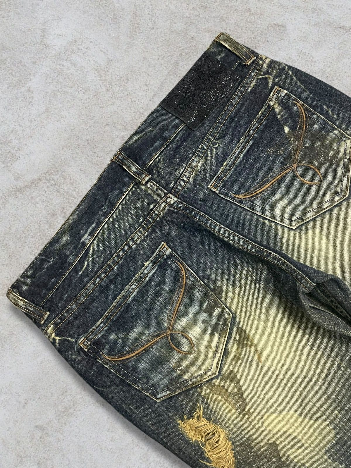 GOSTAR DE FUGA Japanese Goth Acid Wash Distressed Avant-Garde Flare Denim Size 32" / US 10 / IT 46 - 9 Thumbnail