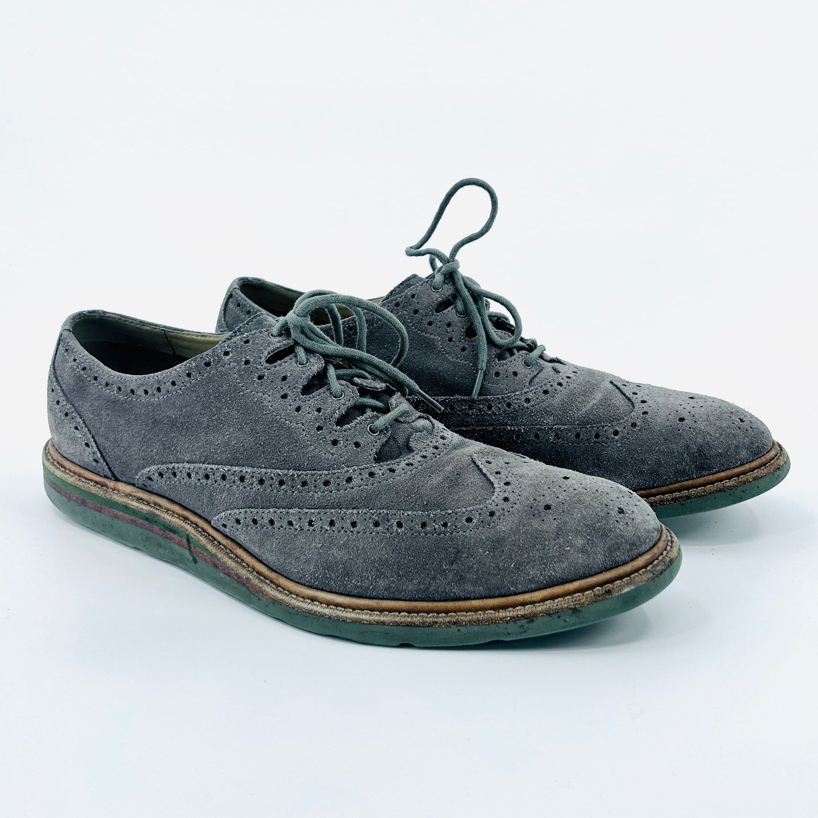 Vintage Y2K Cole Haan Gray Suede Wingtip Brogue Oxford Dress Shoes Cole Haan Vintage Y2K Gray Suede Wingtip Brogue Oxford Dress  main image 2