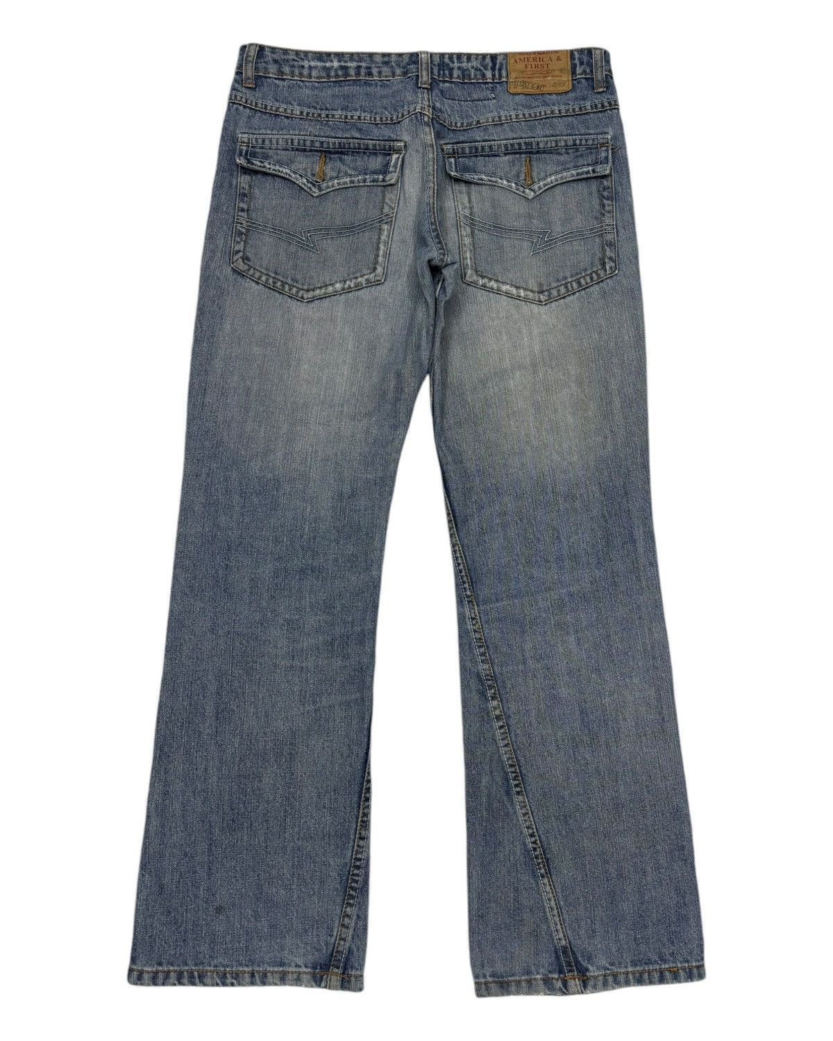 If Six Was Nine FLARE💥90s Flare Twist Denim America & First Distress Jeans Size US 33 - 8 Thumbnail