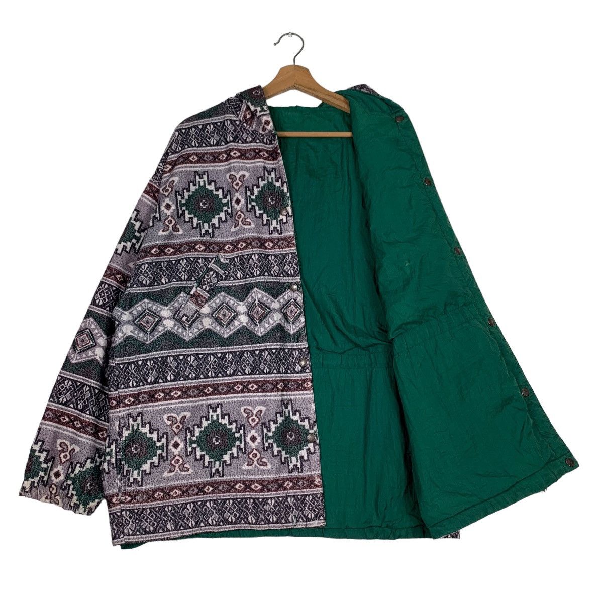 Vintage Native Navajo Overprint Reversible Hooded Jacket #0414-C19 Size US L / EU 52-54 / 3 - 9 Thumbnail