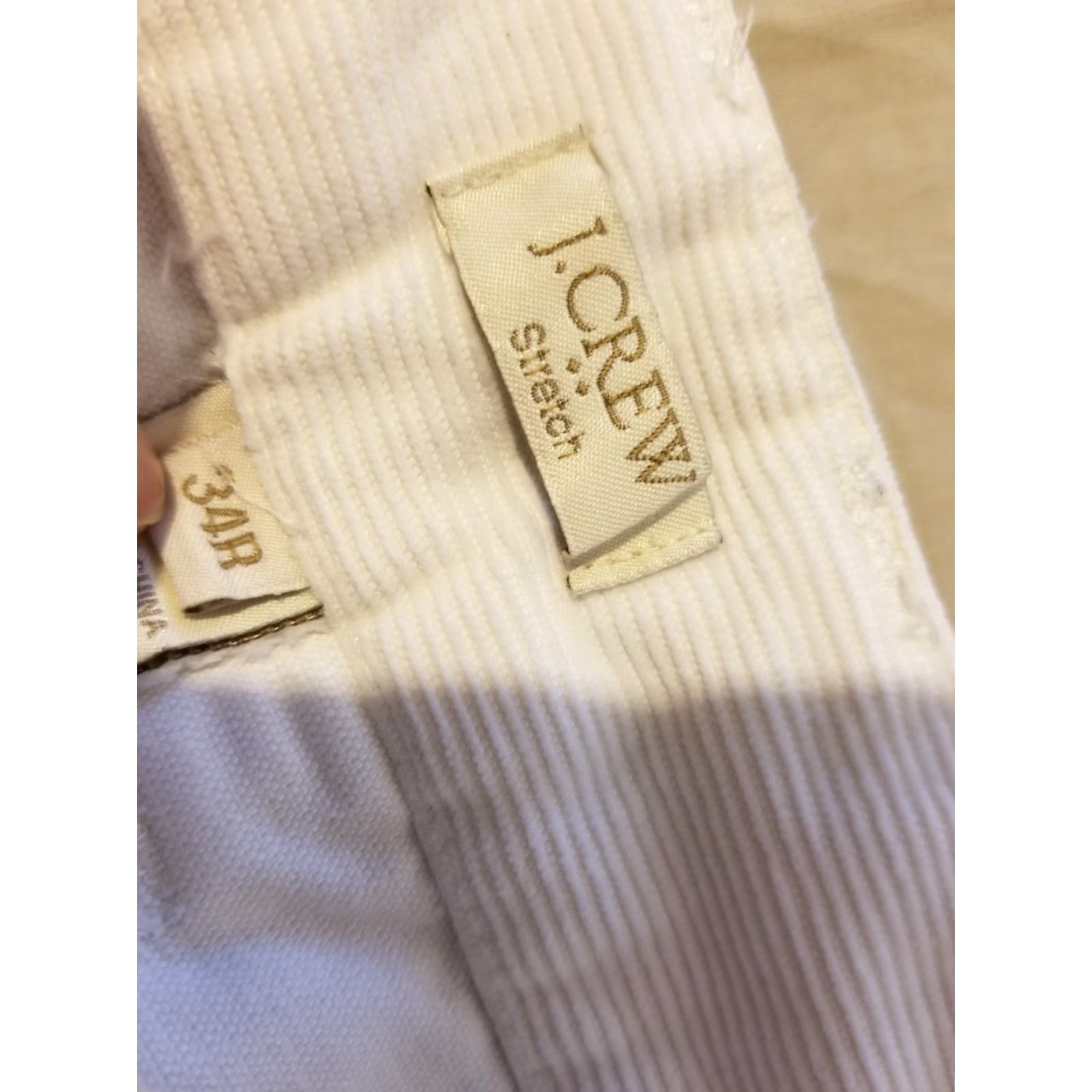 J.Crew Womens J. Crew Corduroy Pants 34R White Cotton 38x32 Chino Regular Size 34 Womens Size 24" / US 00 / IT 34 - 3 Thumbnail