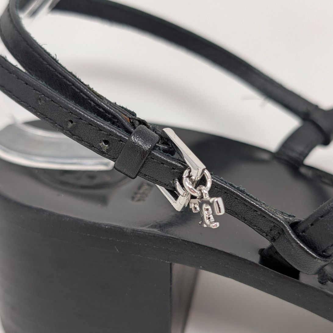 Tory Burch Tory Burch Black Leather Summer Sandals Heels Size 9 Size US 9 / IT 39 - 13 Thumbnail