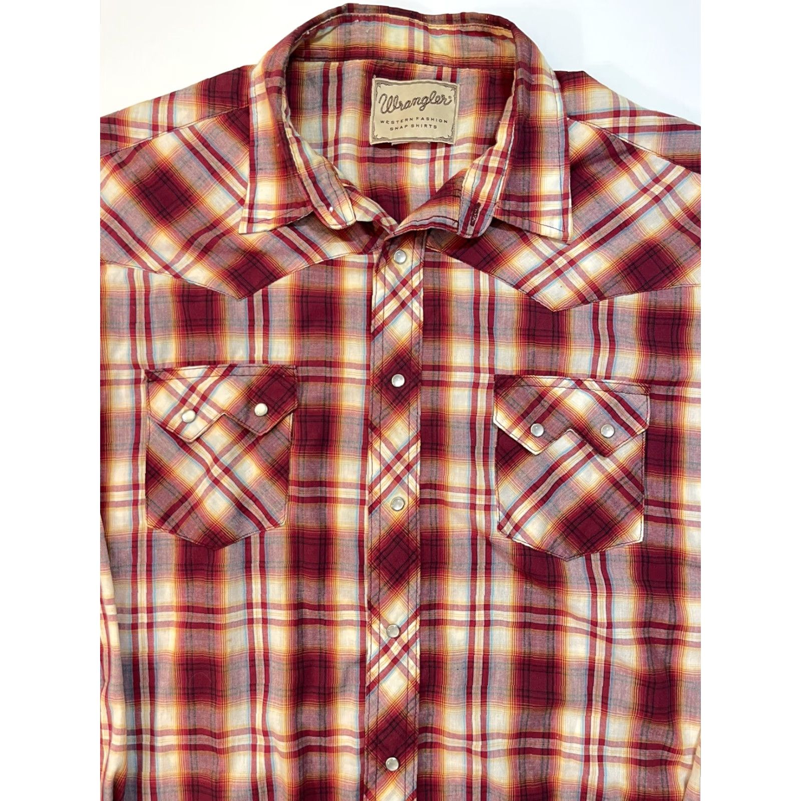 Wrangler VINTAGE Wrangler Western Long Sleeve Shirt Pearl Snap Casual Plaid Red 2XL Mens Size US XXL / EU 58 / 5 - 2 Thumbnail