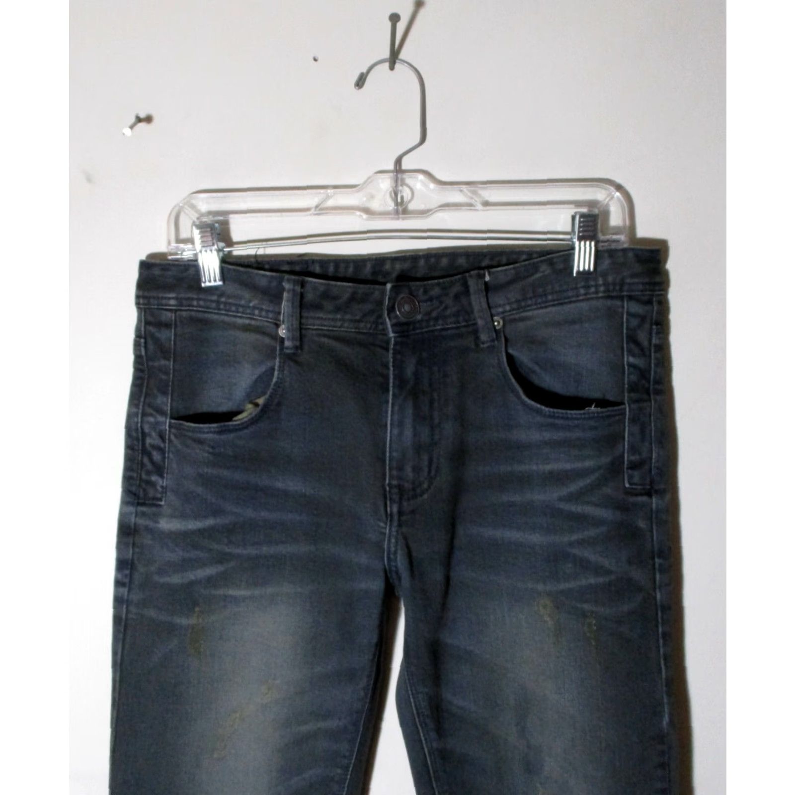 Denime D Sound Men’s Skinny Denim Jeans 32W 32L Black 32x32 Slim 5-Pocket Zip Button Jeans Men's Denims Skinny Size US 32 / EU 48 - 2 Thumbnail