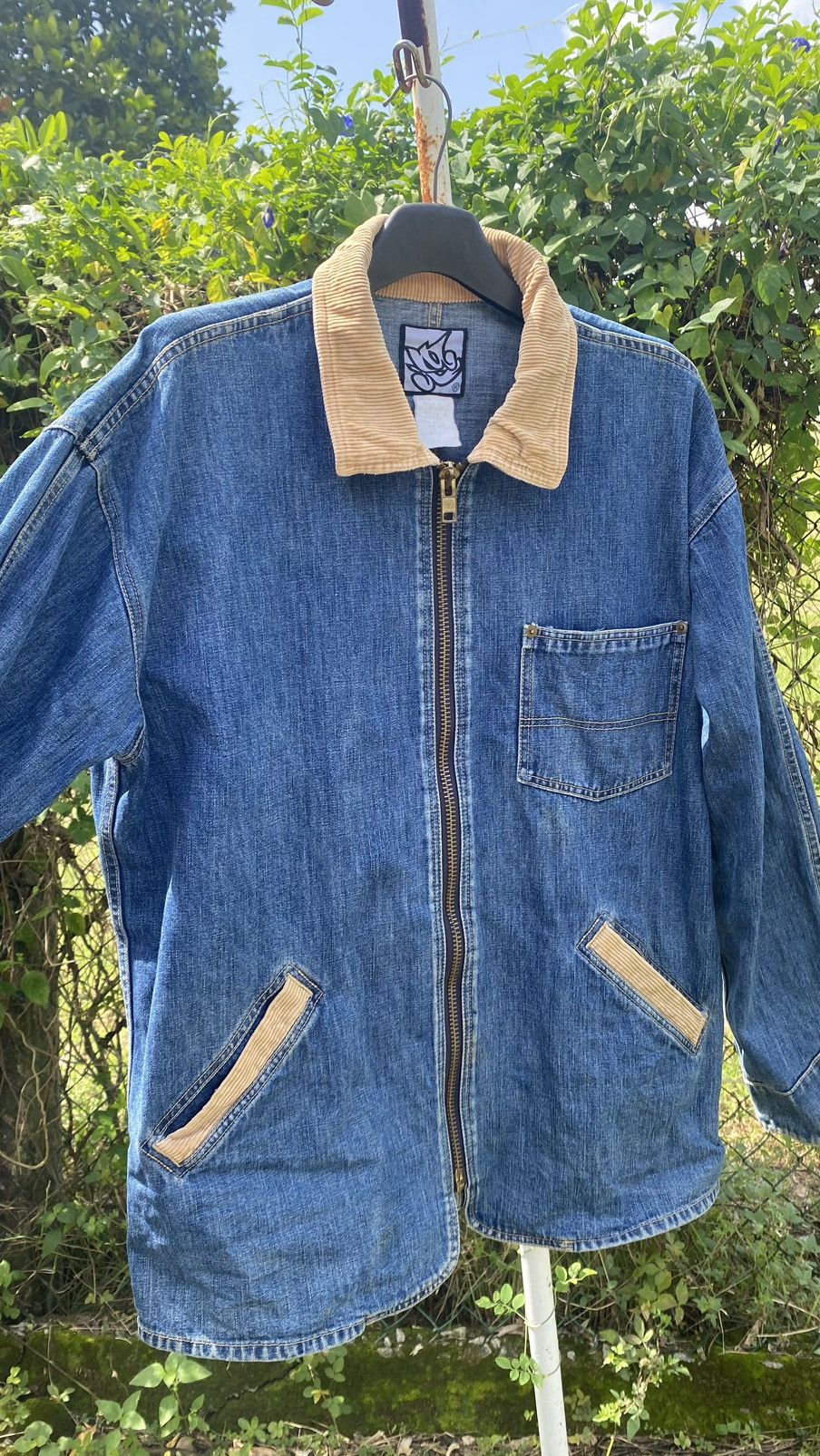 Vintage Denim Work Jacket w/Corduroy Collar–Rare Graffiti Logo Tag Size US XL / EU 56 / 4 - 2 Thumbnail
