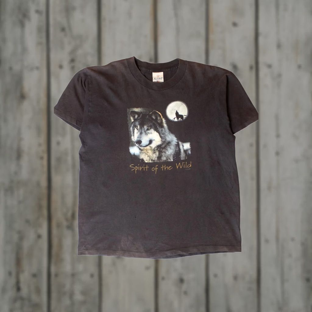 Vintage VINTAGE Alore Spirit of the Wild T-Shirt Unisex Adults Large Black 2000s Short Sleeve Medium Chest 21.5" 27" Cotton 100% Mens Womens Boys Girls Size US L / EU 52-54 / 3 - 1 Thumbnail