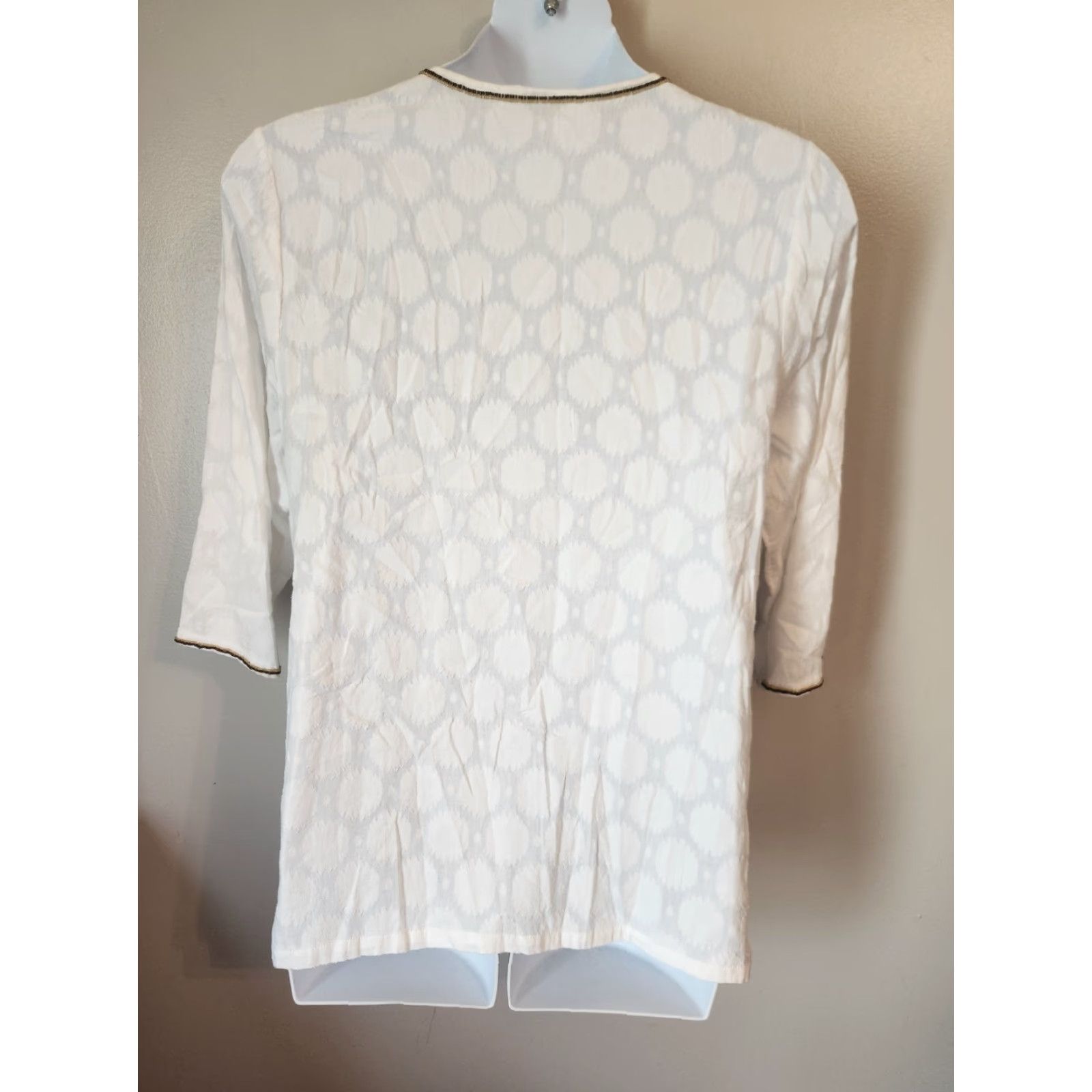 Charter Club Charter Club Blouse Tunic Top 0X White Beaded Detailed V-Neck 3/4 Sleeve Women Mathched Size XL / US 12-14 / IT 48-50 - 5 Thumbnail