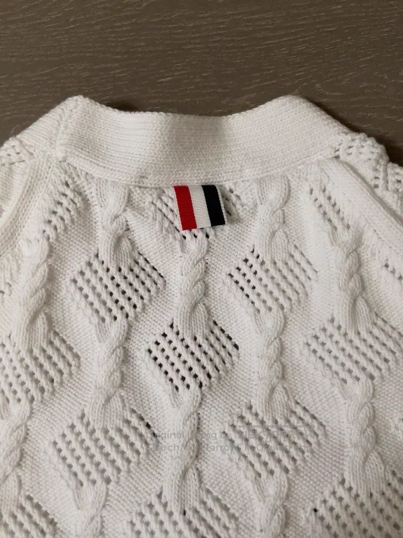 Thom Browne Thom Browne White Short Sleeve Cotton Cardigan Size XS / US 0-2 / IT 36-38 - 4 Thumbnail