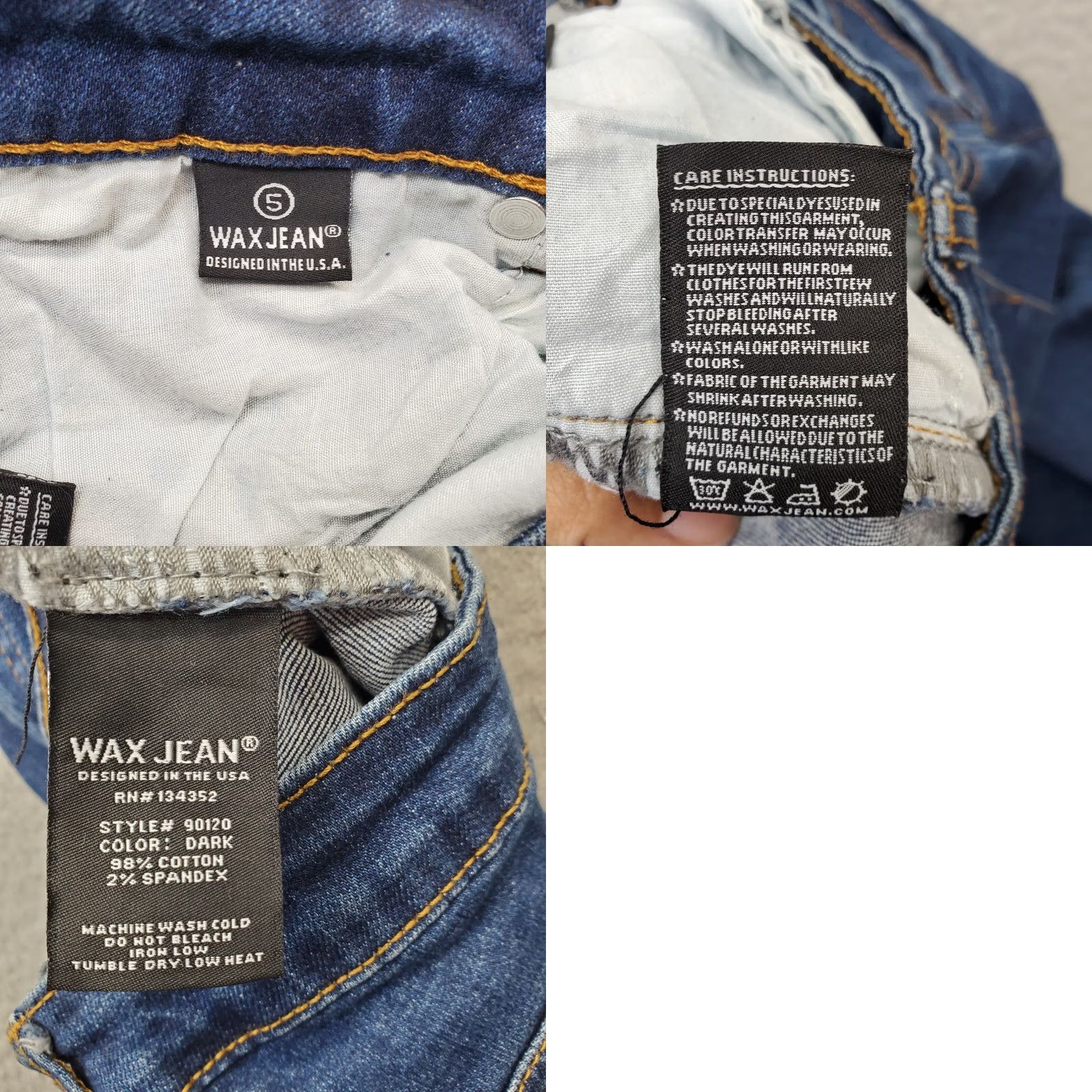Vintage WAX JEAN Women Blue Denim Cotton Straight Leg Jeans 5-Pocket Dark Wash 5 Size 5 Womens SL Regular Pocket Design Size 27" / US 4 / IT 40 - 8 Thumbnail