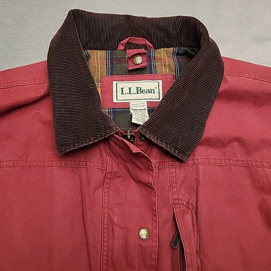 Vintage VINTAGE LL Bean Chore Jacket Womens XL Maroon 90s Y2K Barn Ranch Coat Casual Workwear Mens Womens? Size XL / US 12-14 / IT 48-50 - 4 Thumbnail