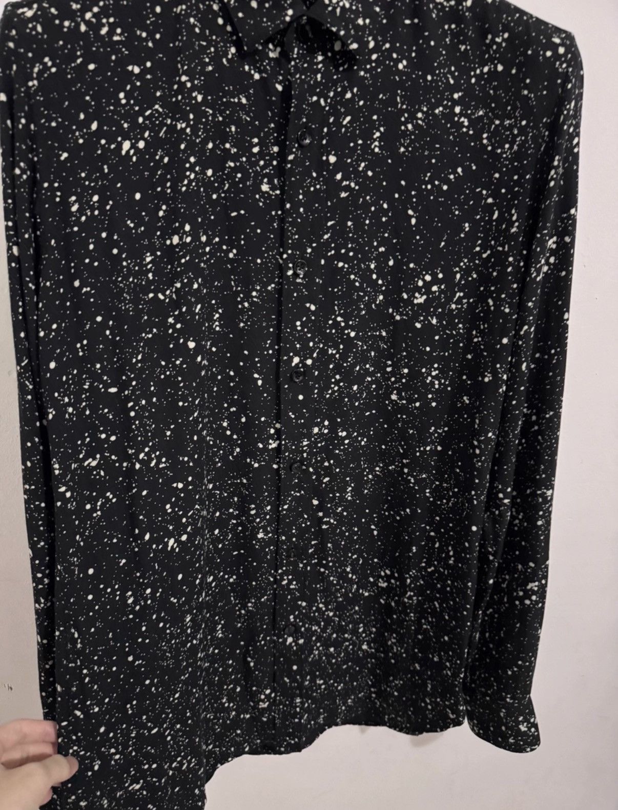 Saint Laurent Paris SLP 15FW Irregular Silk Starry Sky Splatter Print Shirt Size US L / EU 52-54 / 3 - 3 Thumbnail