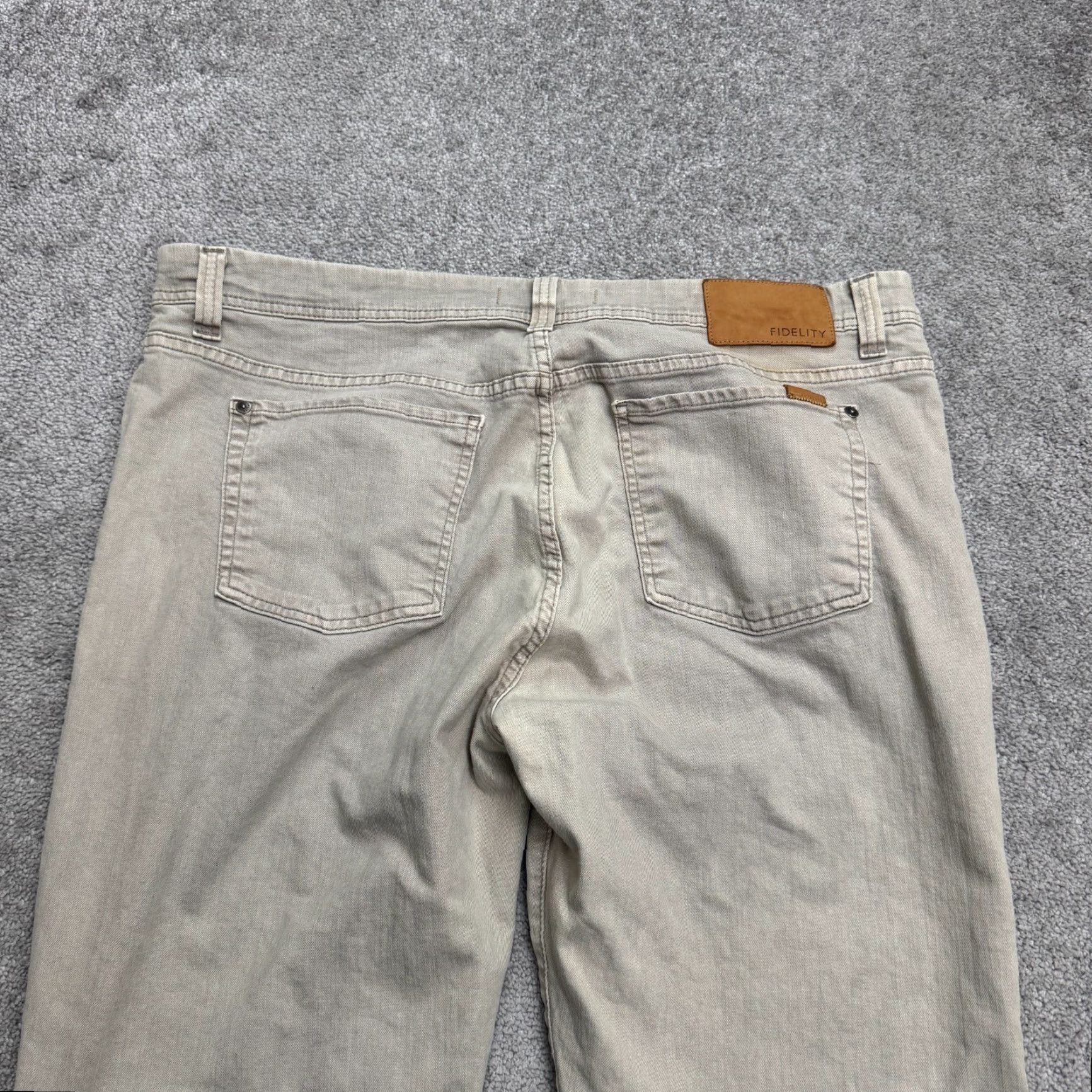 Denime Fidelity Jimmy Slim Straight Jeans Men 40 Beige Denim 5-Pocket Stretch Mens Size US 40 / EU 56 - 4 Thumbnail