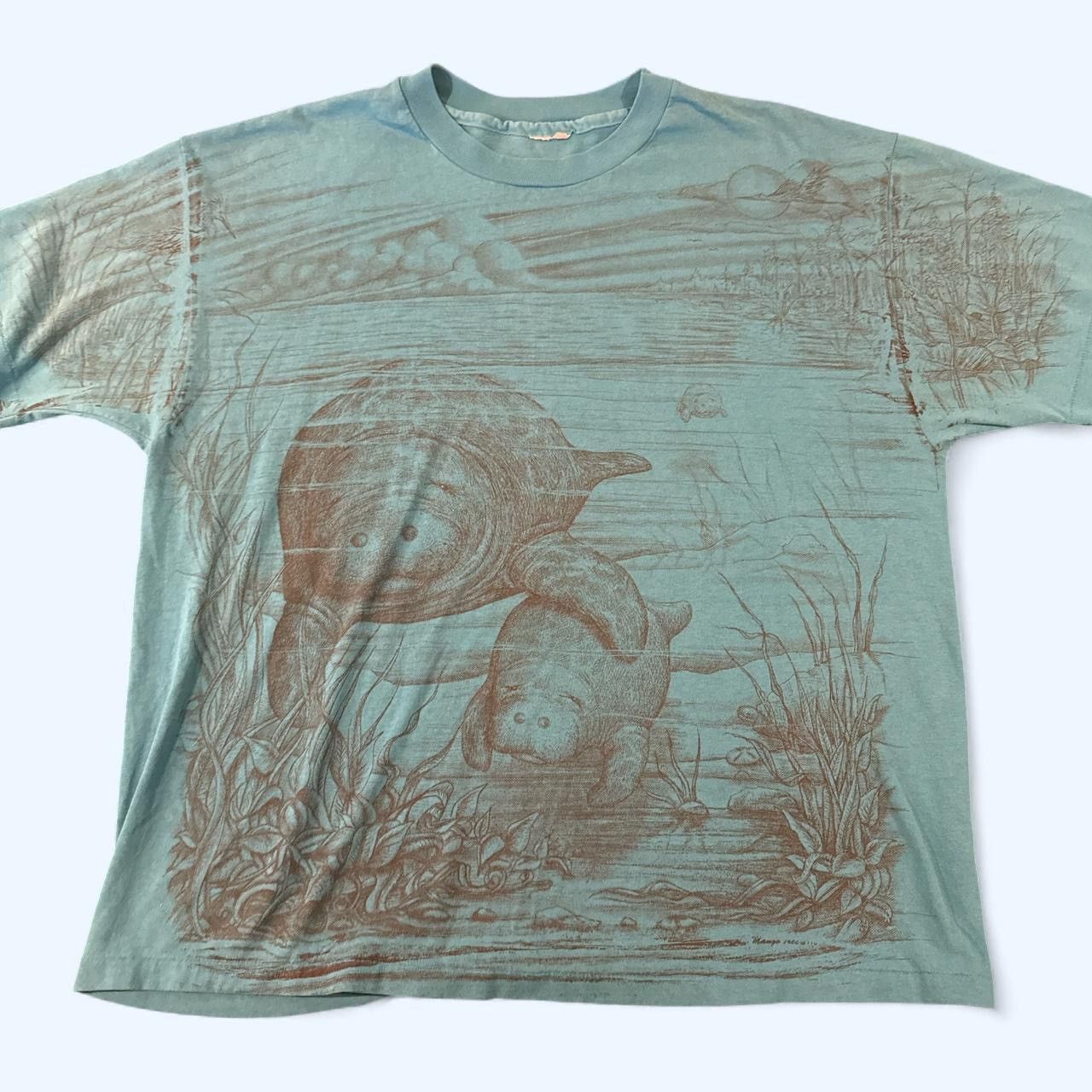 Other Vintage Single Stitch Manatee All Over Print Nature T Size US XL / EU 56 / 4 - 1 Thumbnail