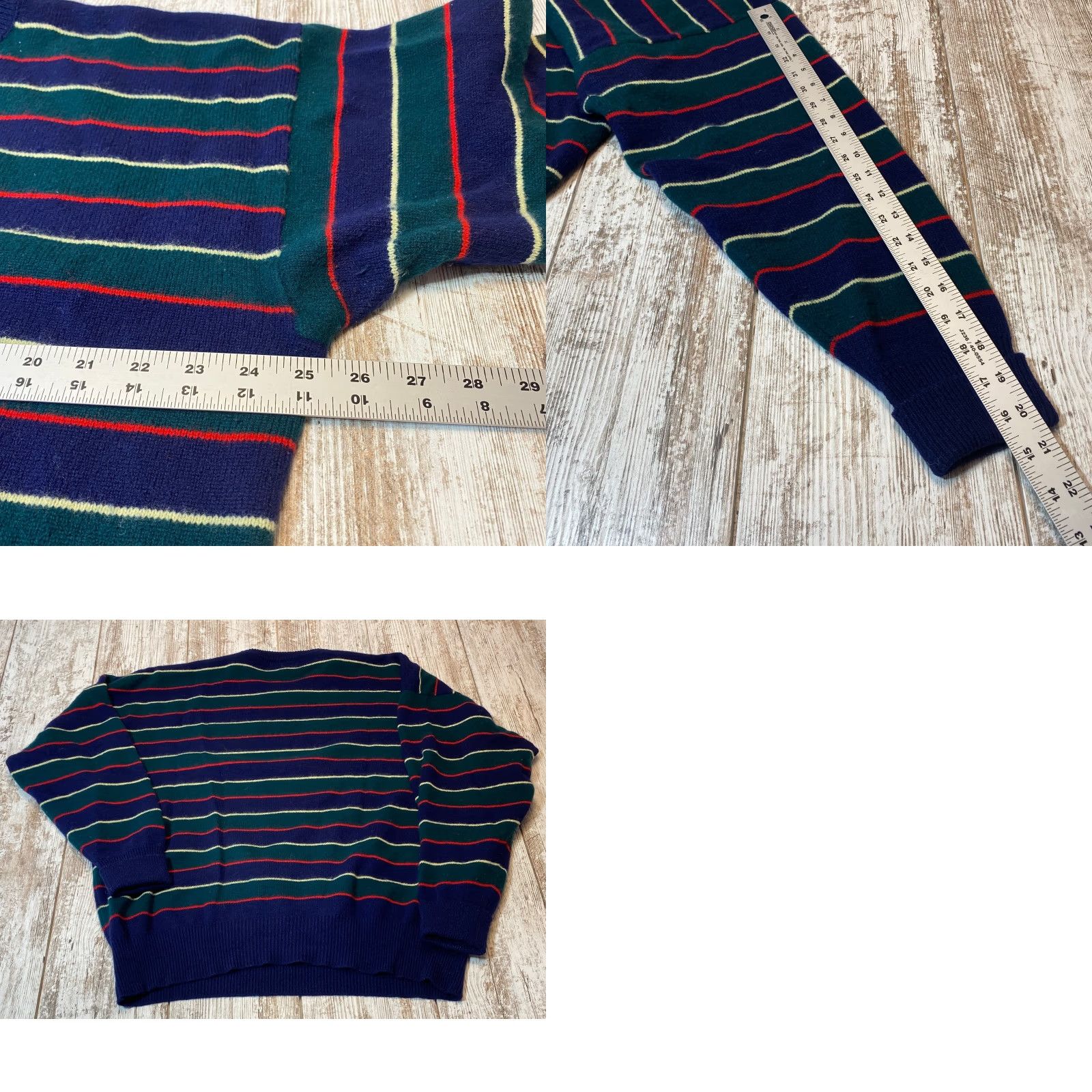 Lands' End VINTAGE Lands End Mens XL Blue Striped Geelong Lambswool Sweater Made Great Britain 7566 Size US XL / EU 56 / 4 - 8 Thumbnail