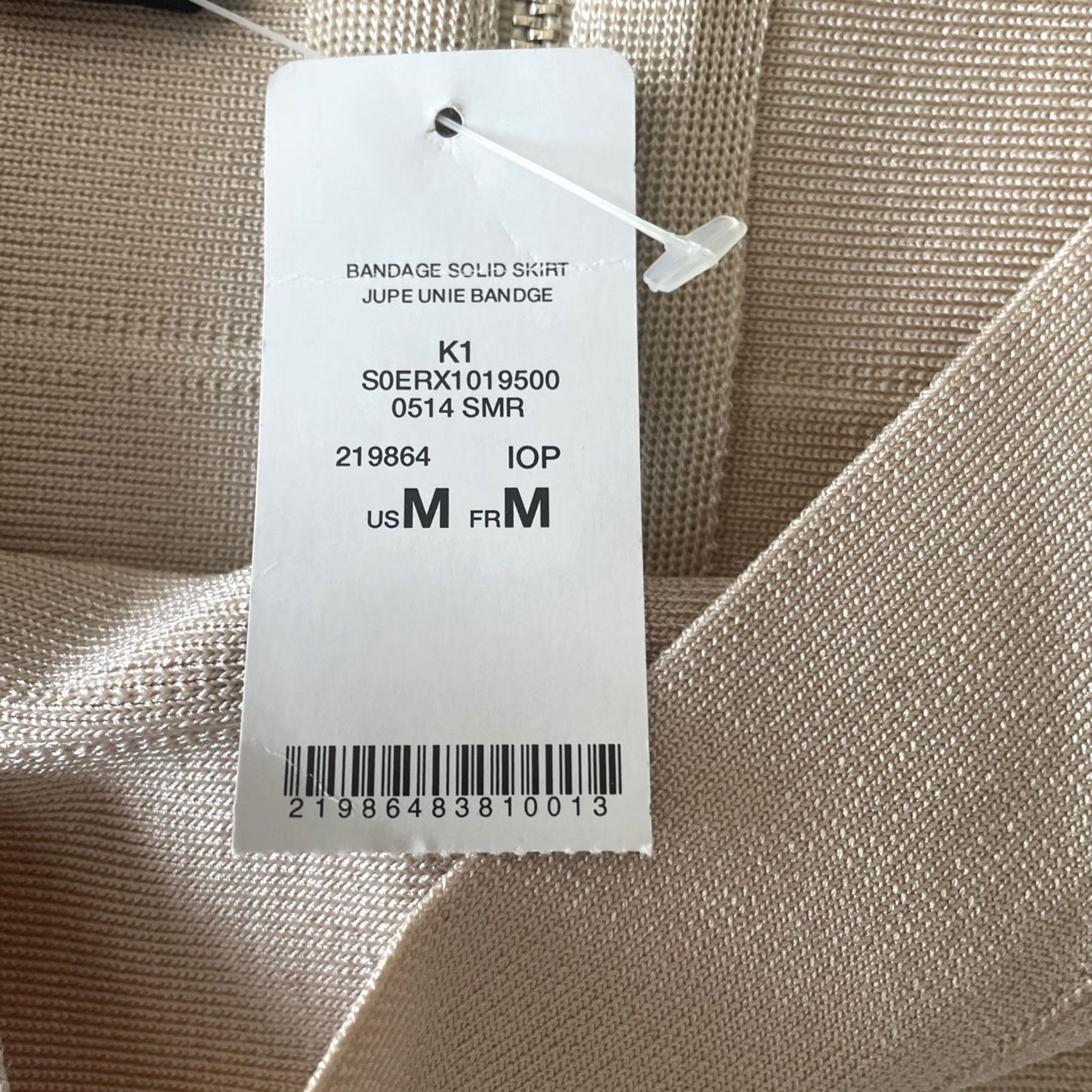 Bebe VINTAGE bebe Bandage Skirt Women's M Beige/Pink Solid Stretch NWT 90s Y2K Frat Party/Cocktail Short Skirt Mens/Womens Size 32" / US 10 / IT 46 - 4 Thumbnail