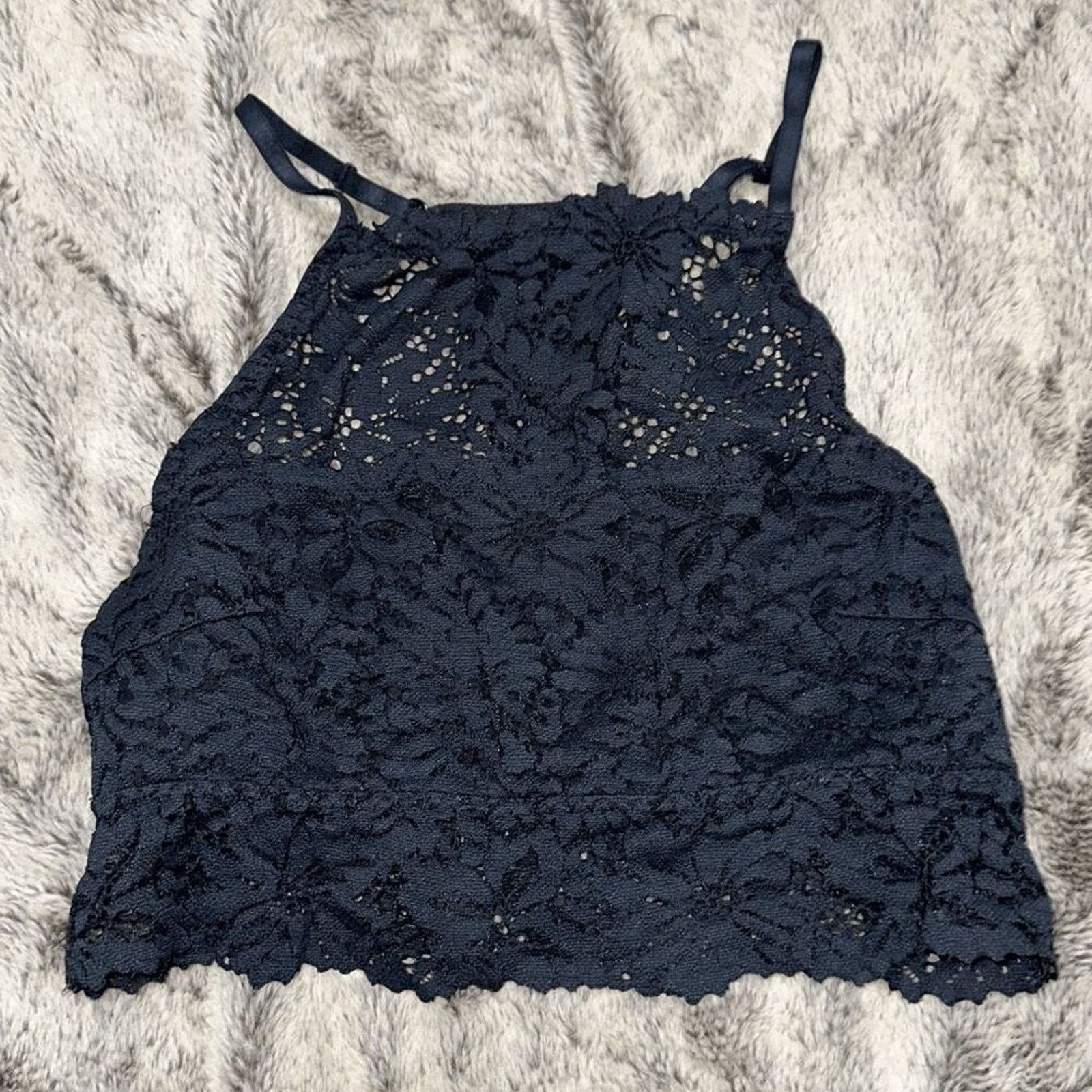 Other Aerie Black High Neck Lace Bralette | Sz S Size ONE SIZE - 4 Thumbnail