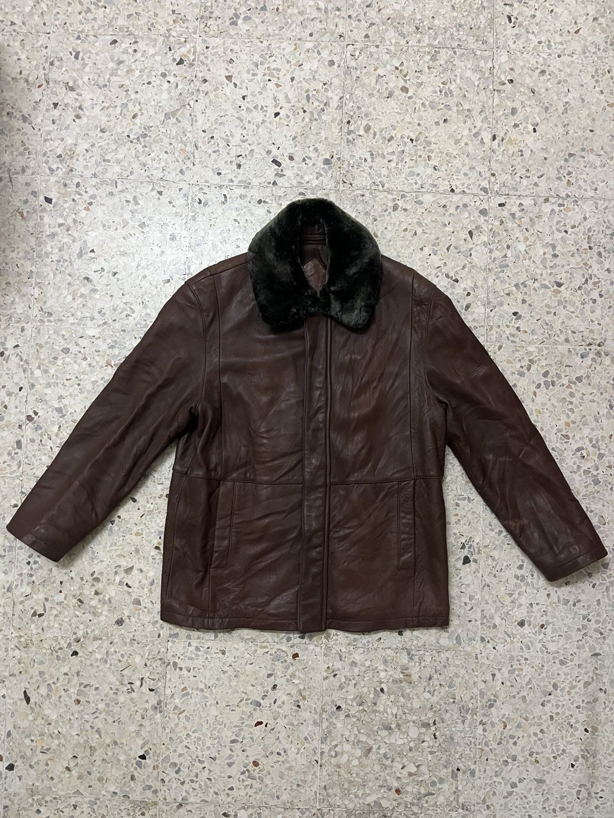 Yves Saint Laurent VTG Yves Saint Laurent Pour Homme Fur Collar Leather Jacket Size US L / EU 52-54 / 3 - 3 Thumbnail