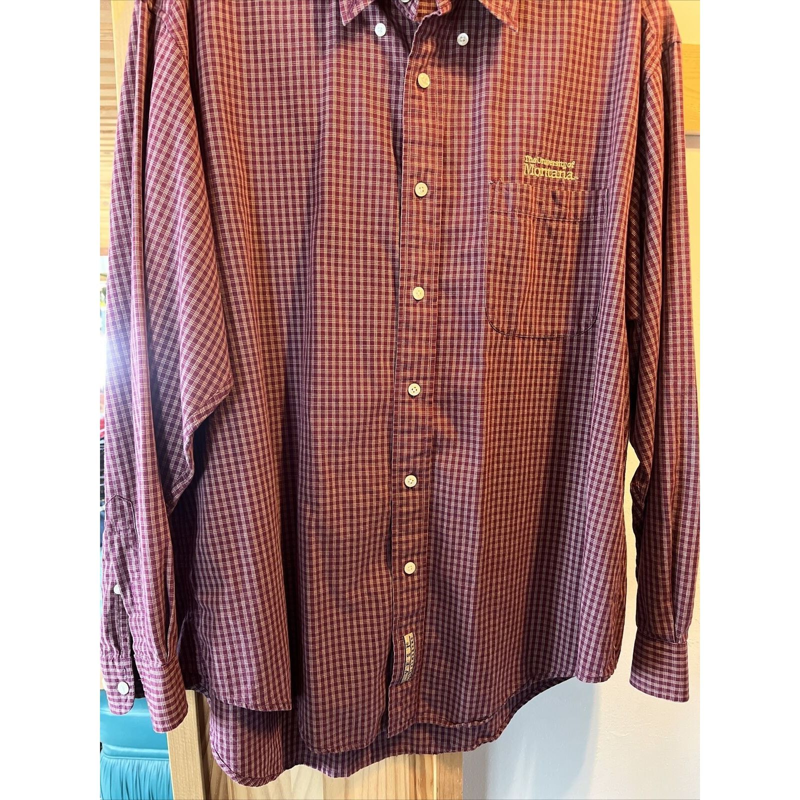 Other vesi sportswear men’s L burgundy check Montana cotton shirt Size US L / EU 52-54 / 3 - 12 Thumbnail