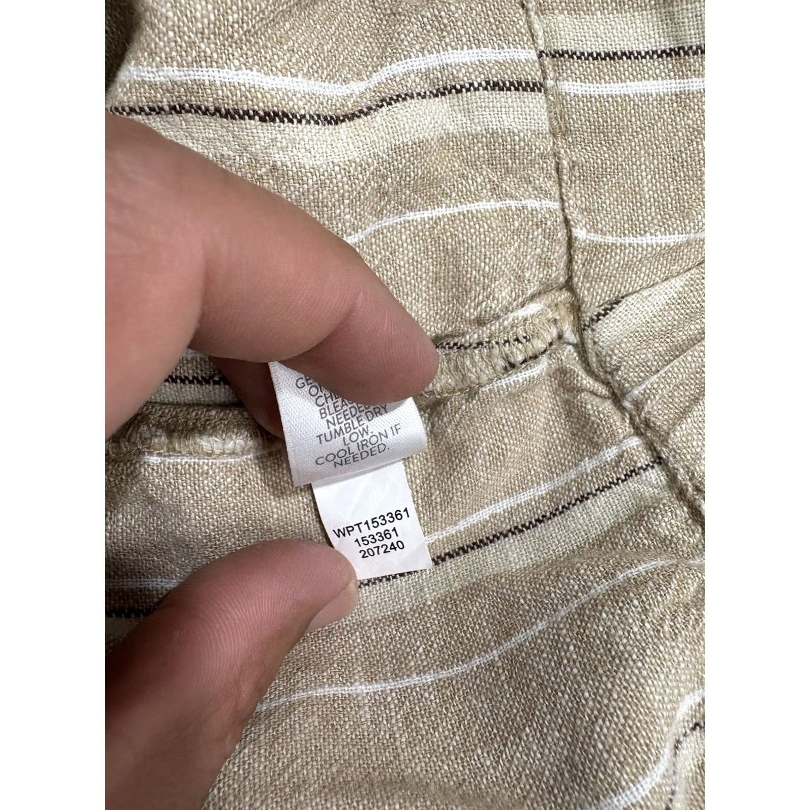 J. Jill J. Jill Pants Womens M Beige Wide Leg Cropped Size Striped Linen Blend Side Zip Elastic Size 32" / US 10 / IT 46 - 6 Thumbnail