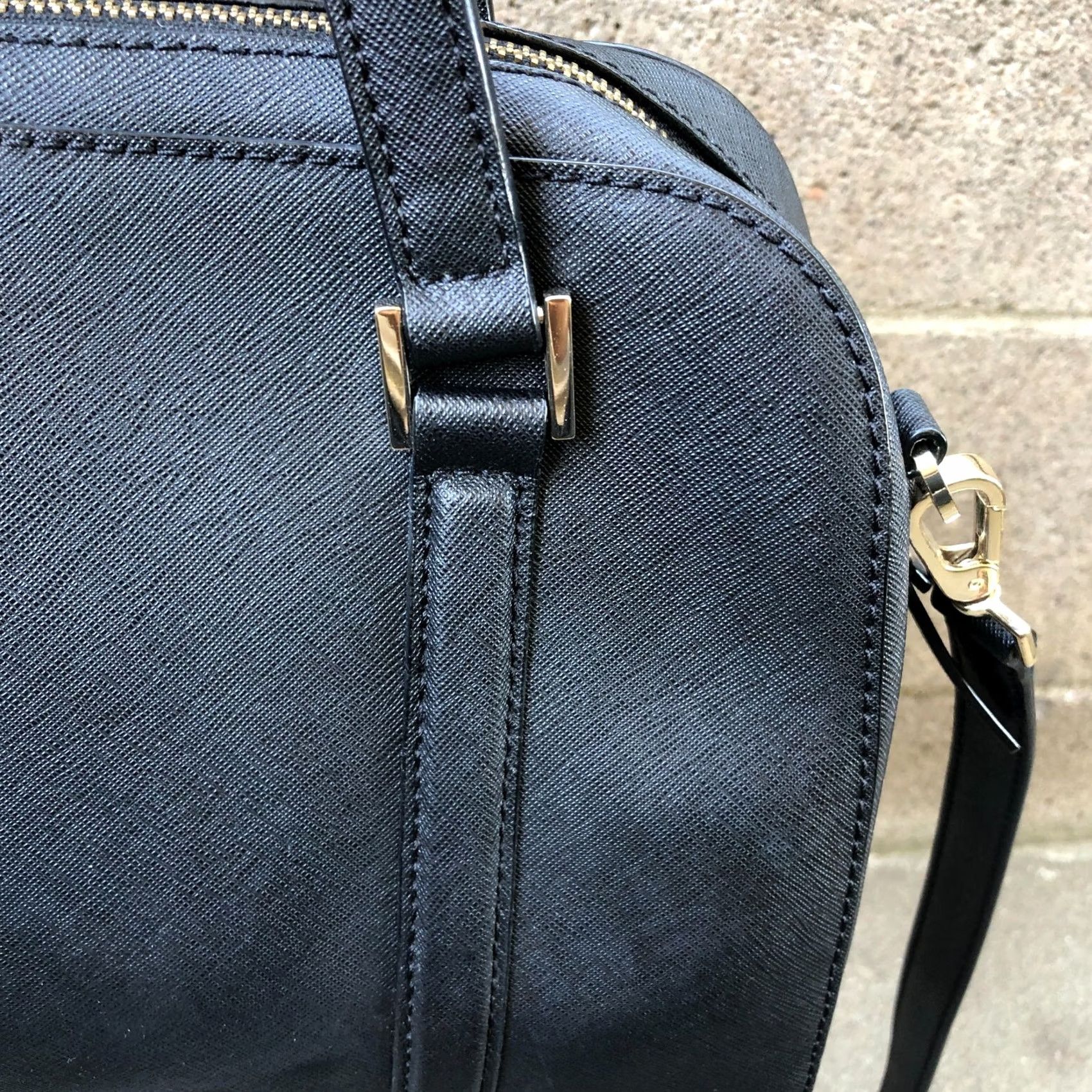 Vintage KATE SPADE Cassie Newbury Lane Purse Bowler Bag Crossbody Shoulder Top Handle Crossbody Womens Black Medium Leather Saffiano Pattern Newbury Lane 90s? Size M / US 6-8 / IT 42-44 - 3 Thumbnail