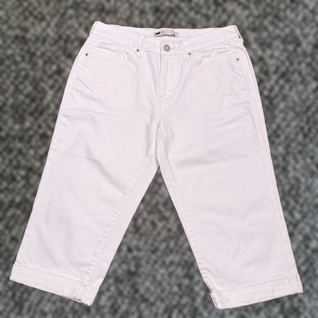 Levi's Levi's Jeans Capri Adult 8 White Mid Rise Stretch 5-Pocket Denim Logo Womens Size ONE SIZE - 1 Thumbnail