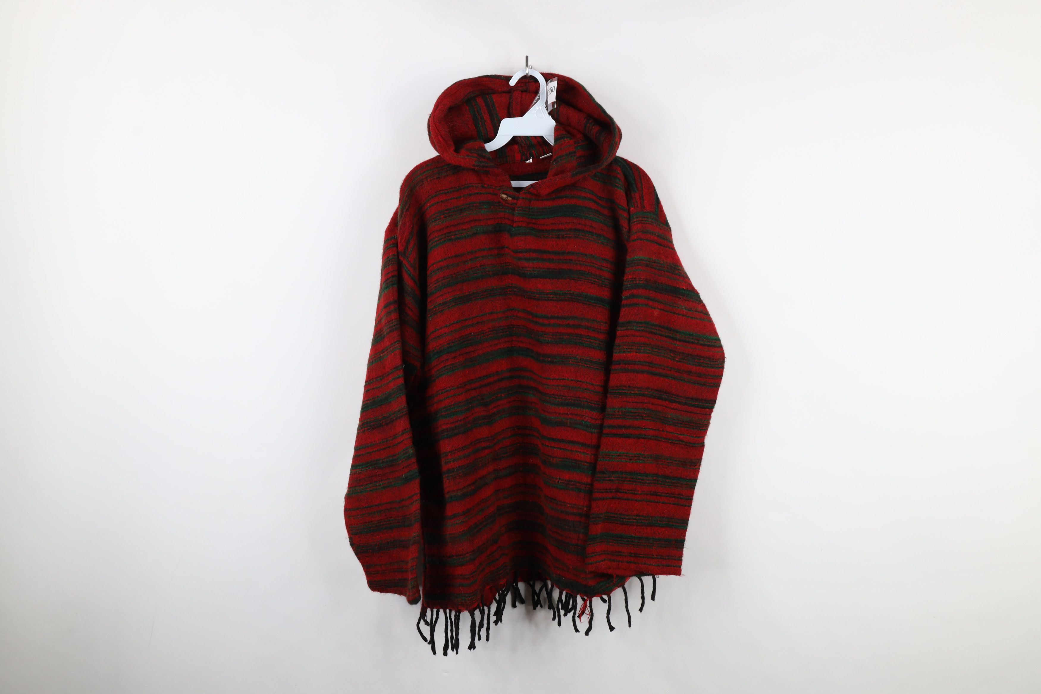 Vintage Vintage 90s Y2K Streetwear Striped Fringed Oversized Hoodie Size XL / US 12-14 / IT 48-50 - 1 Thumbnail
