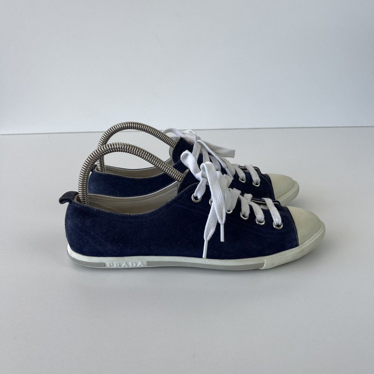 Prada Prada Sport Lace-Up Trainers Leather Sneakers Blue 3E4739 Size US 5.5 / EU 38 - 4 Thumbnail