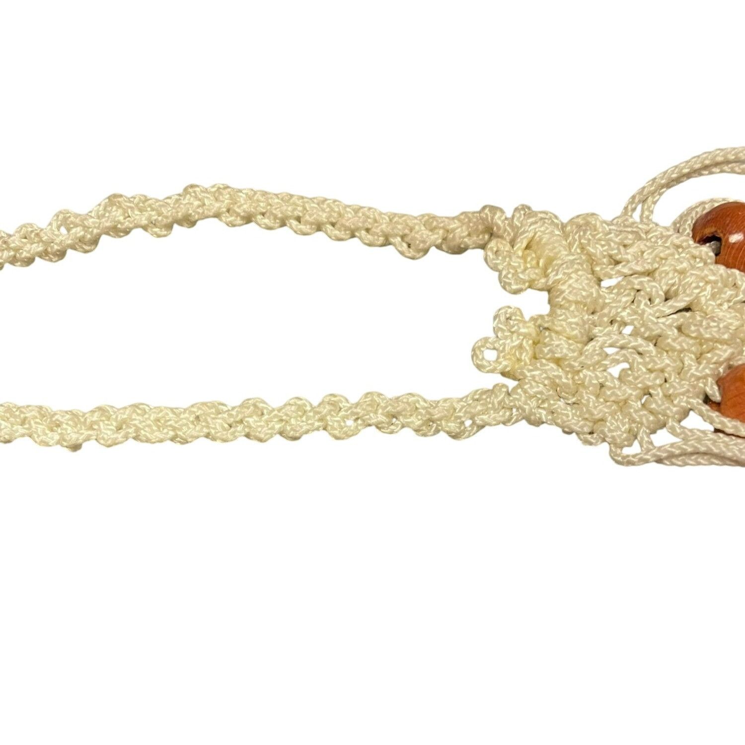 Other Vintage Handmade White Macrame Owl Necklace With Brown Woode Size ONE SIZE - 5 Thumbnail