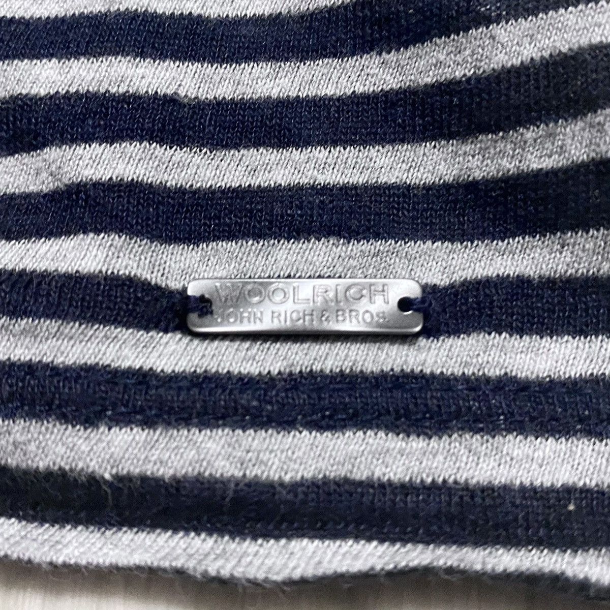 Woolrich Woolen Mills Women’s Woolrich Striped Navy Gray Linen Cotton Pocket Tee Size XL / US 12-14 / IT 48-50 - 7 Thumbnail