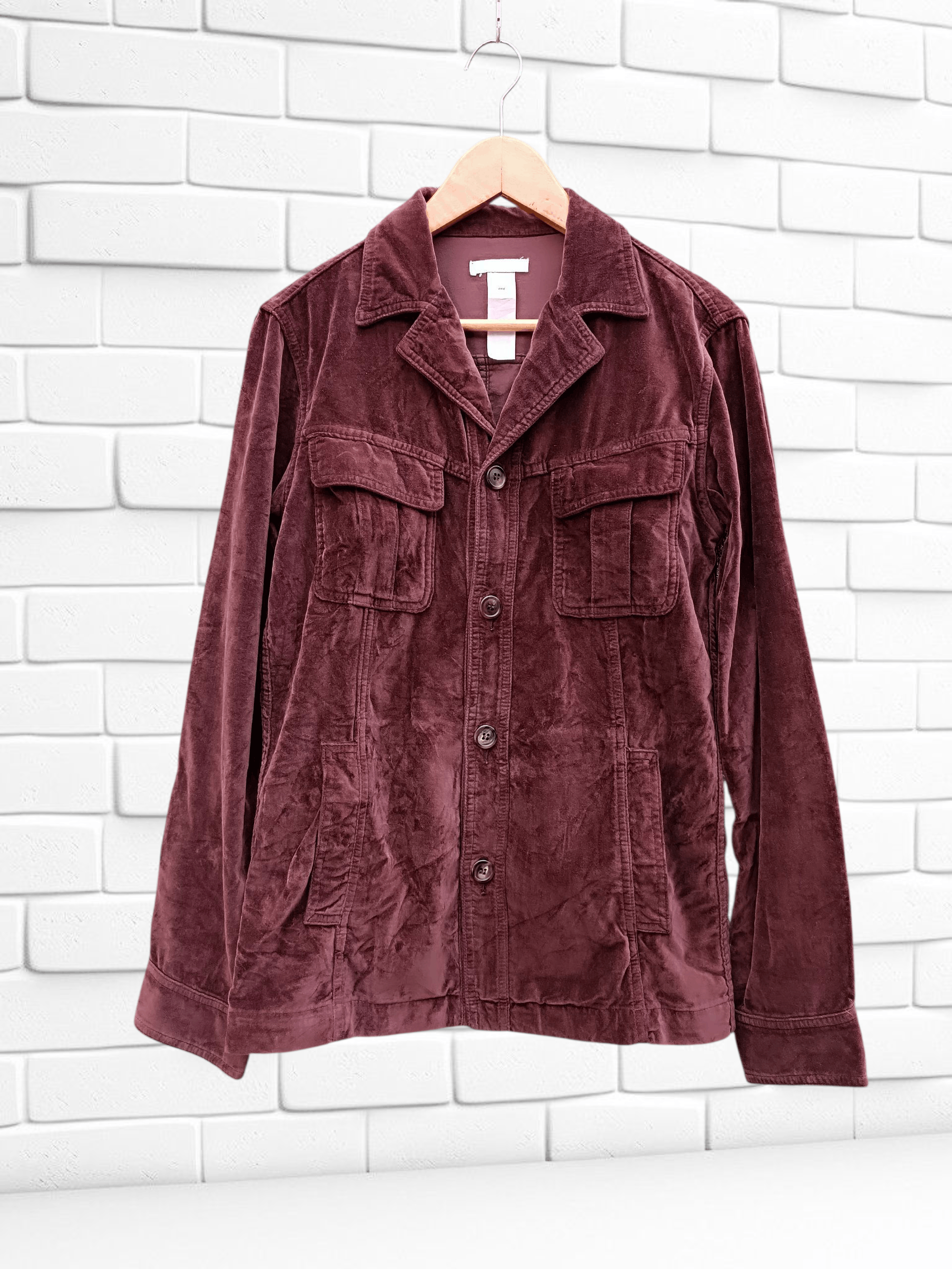 Japanese Brand Vintage Shirt Jacket Burgundy Velour Ifsixwasnine LGB Style Size US M / EU 48-50 / 2 - 1 Thumbnail