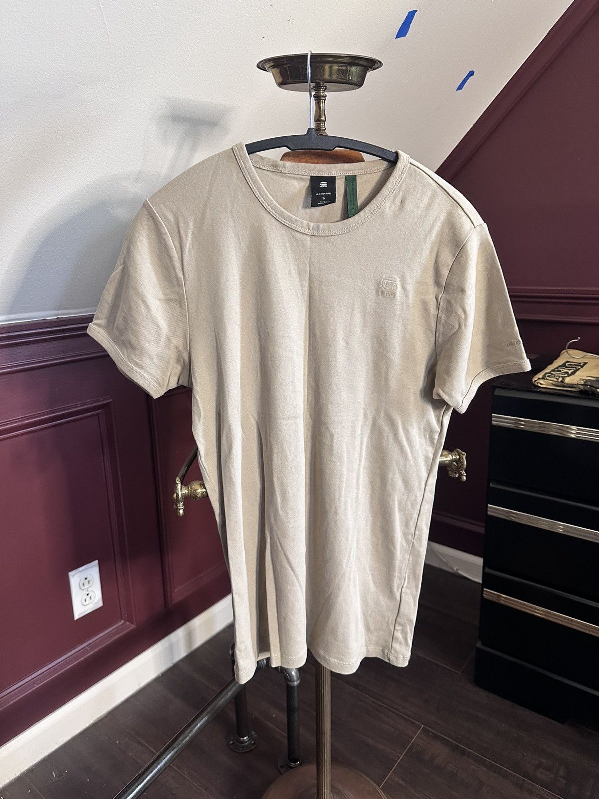 G-Star Beige knit organic cotton logo muscle tee t-shirt Size US S / EU 44-46 / 1 - 1 Thumbnail