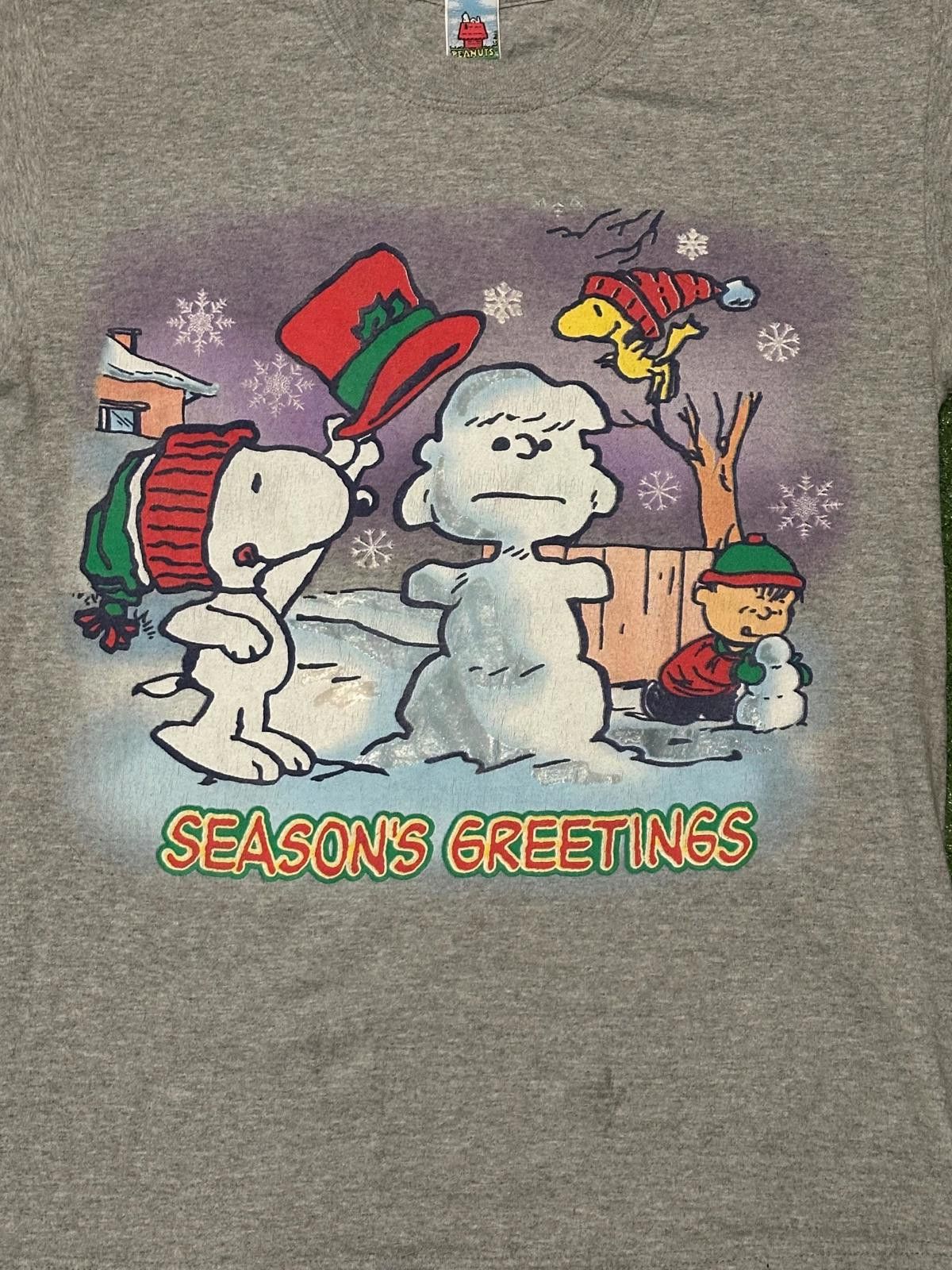 Fruit Of The Loom Vintage Peanuts Season's Greetings Graphic T-Shirt Size US L / EU 52-54 / 3 - 3 Thumbnail