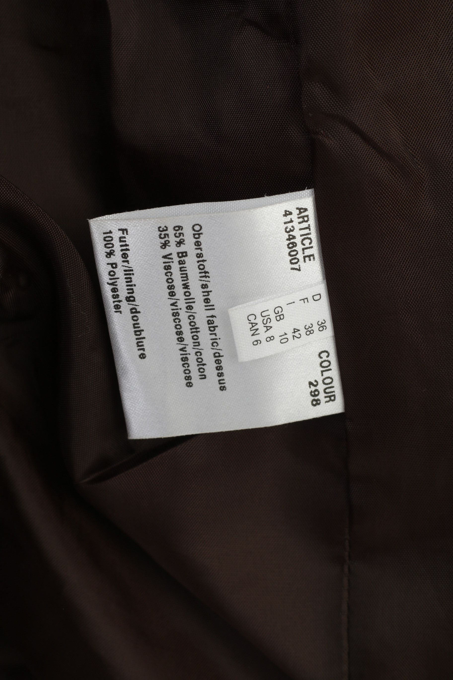Other More & More Woman 36 S Coat Brown Cotton 4329 Size S / US 4 / IT 40 - 3 Thumbnail