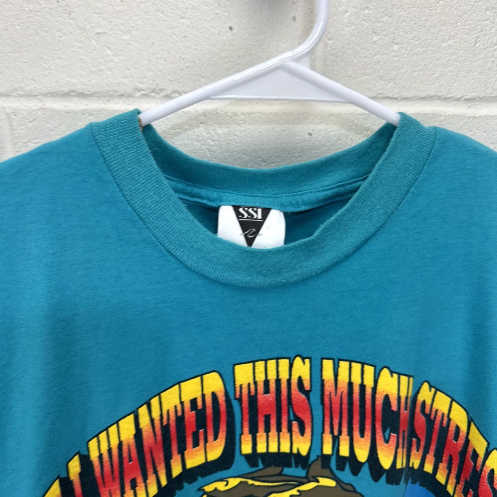 Vintage VINTAGE SSI T-Shirt Men Blue 90s Funny Animals Stress Staying Home Cartoon Logo Graphic Print Short Sleeve Crew Neck Adult Large Size US L / EU 52-54 / 3 - 5 Thumbnail