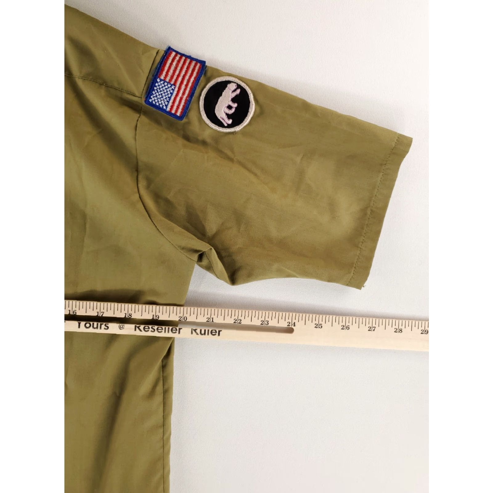 Vintage VINTAGE Boy Scouts of America Shirt Short Sleeve Green Mens M 70s Collarless Summer Shirt Stains Patches Size US M / EU 48-50 / 2 - 6 Thumbnail