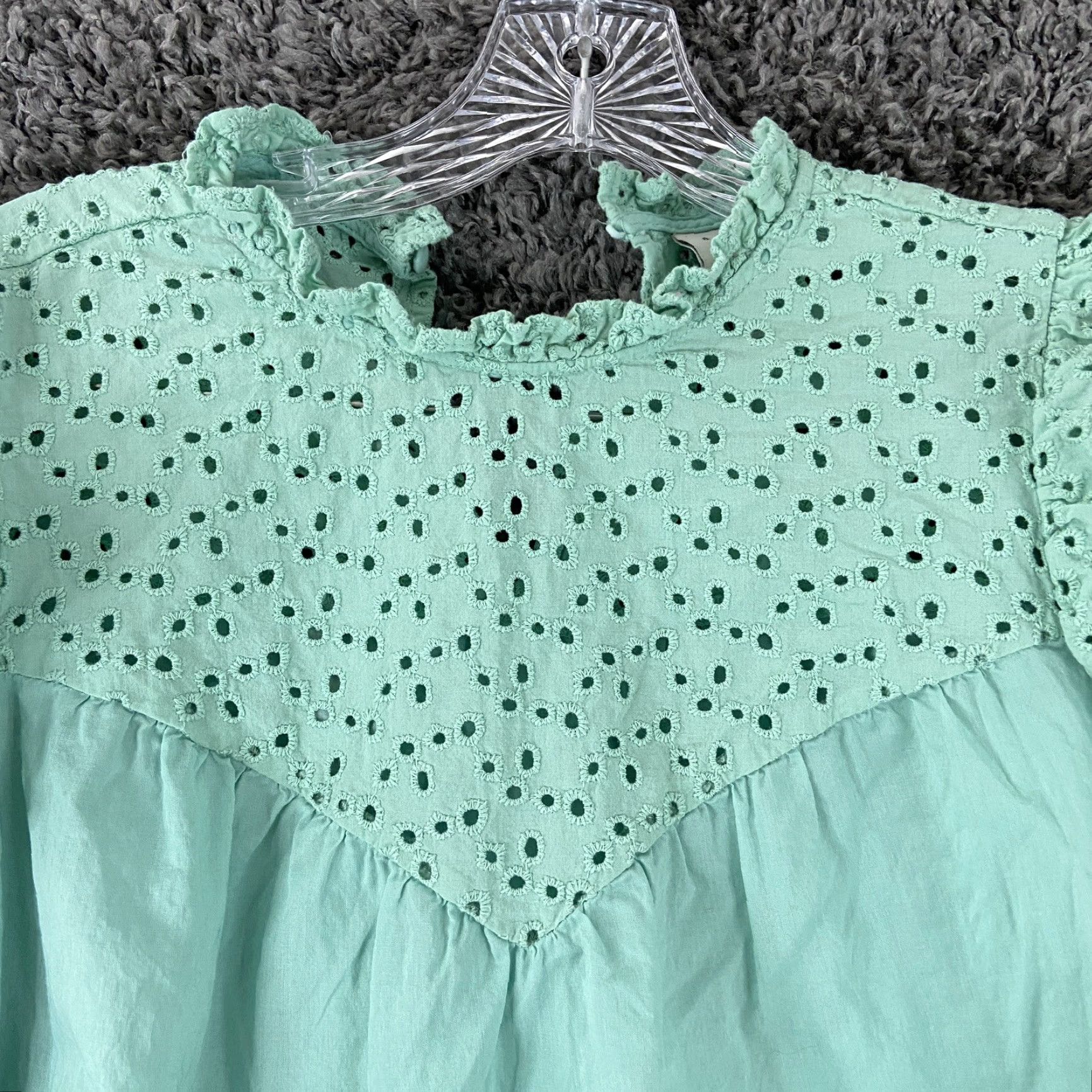 Vintage A New Day Blue Teal Blouse Women's M Short Sleeve Size M / US 6-8 / IT 42-44 - 4 Thumbnail
