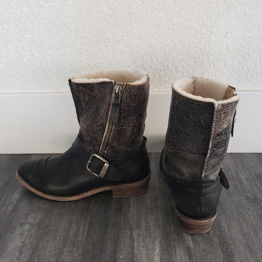 Koolaburra Black Brown Koolaburra Duarte Leather Moto Boot Size US 6.5 / IT 36.5 - 1 Thumbnail