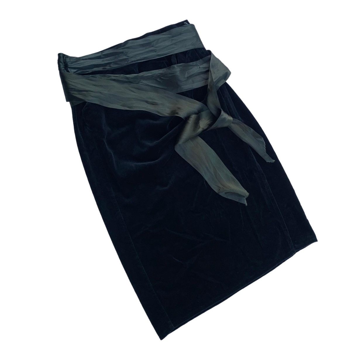 Versace Auth Vtg 80s GIANNI VERSACE Velvet Wrap Ribbon Belt Skirt Size 30" / US 8 / IT 44 - 1 Thumbnail