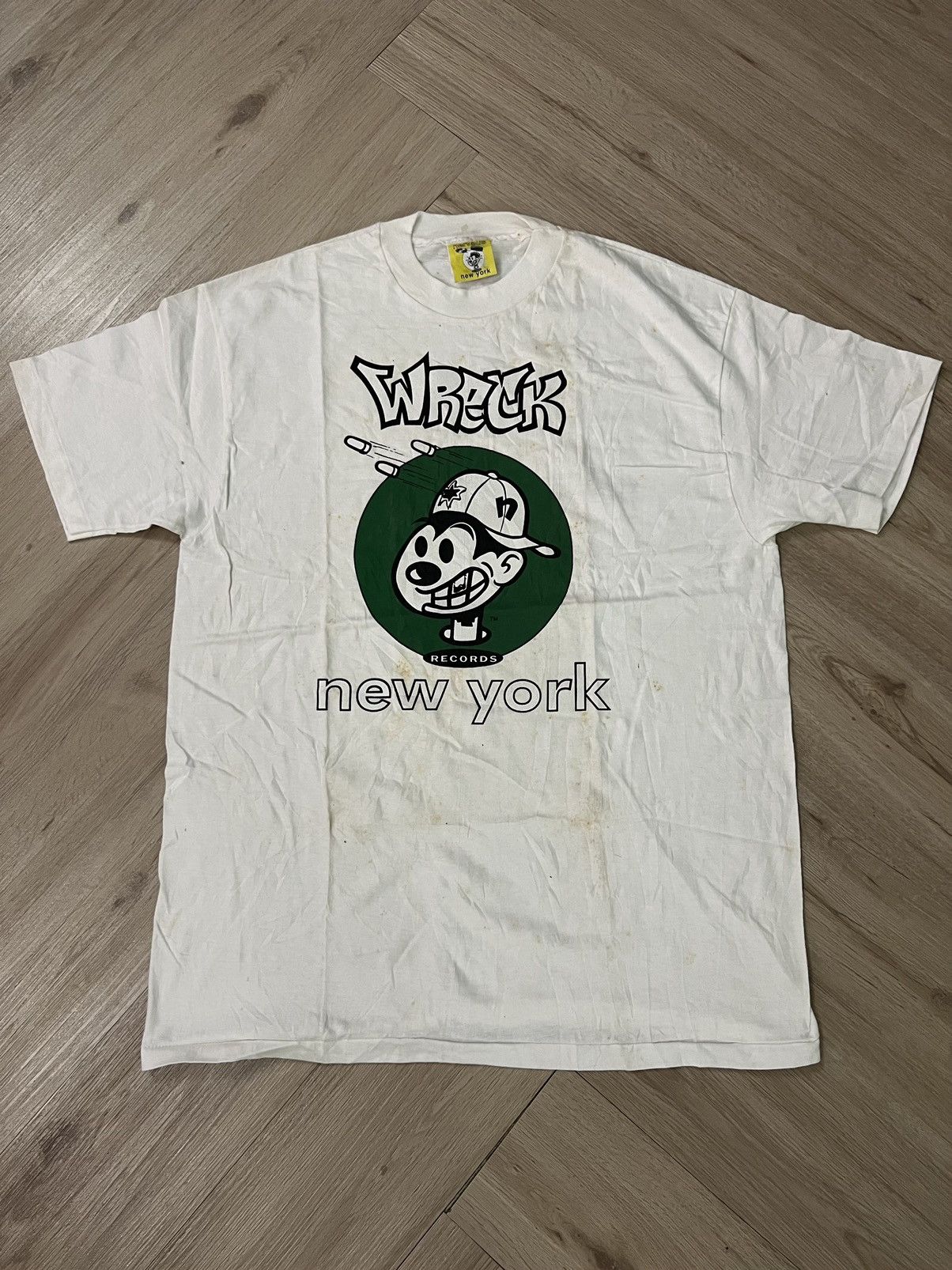 image of Rap Tees x Vintage Unworn Nervous Records New York Trance 1994 Shirt in White, Men's (Size Large)
