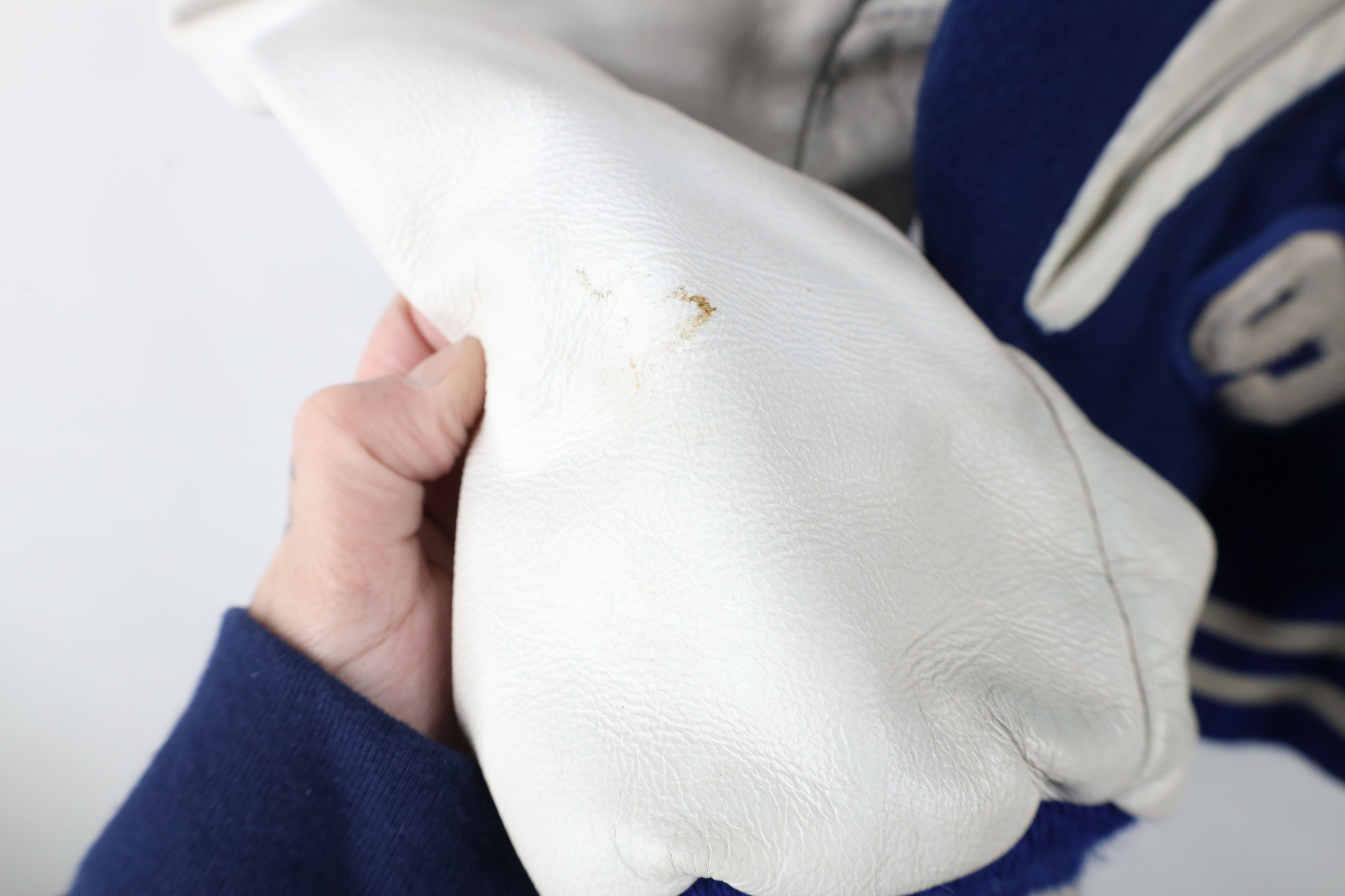 Vintage Vintage 90s Wool Leather Varsity Letterman Jacket Blue USA Size US XL / EU 56 / 4 - 8 Thumbnail