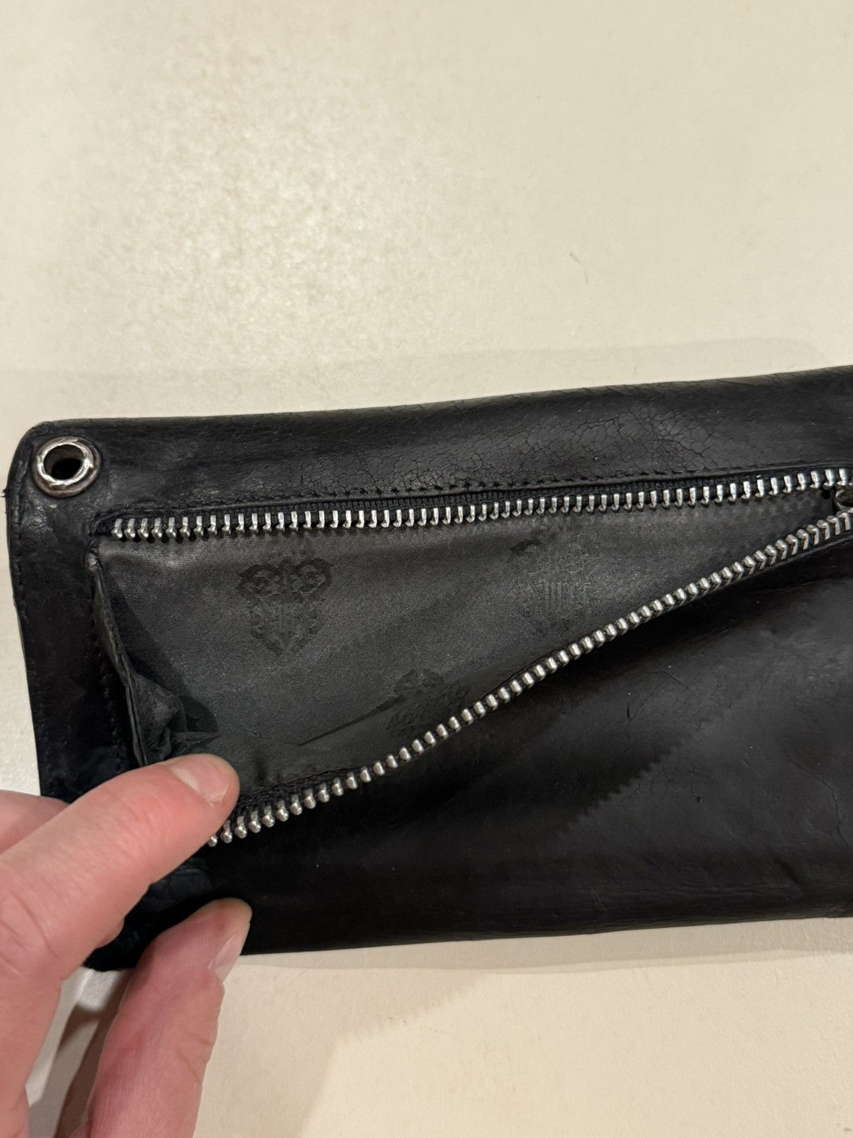Chrome Hearts Chrome Hearts Black Leather Wave Wallet Silver Cross Balls Size ONE SIZE - 9 Thumbnail