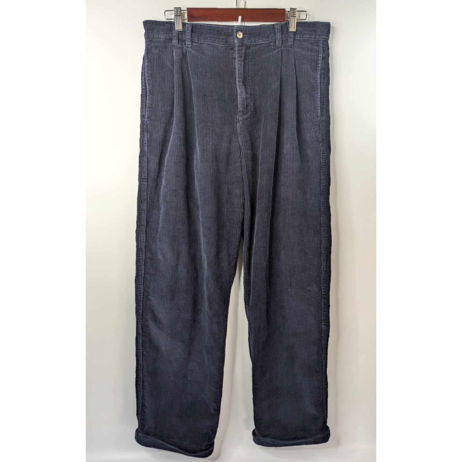 Ralph Lauren VINTAGE Ralph Lauren Chaps Navy Baggy Pleated Cuffed Corduroy Pants 34x32 Shirt? Size US 34 / EU 50 - 2 Thumbnail