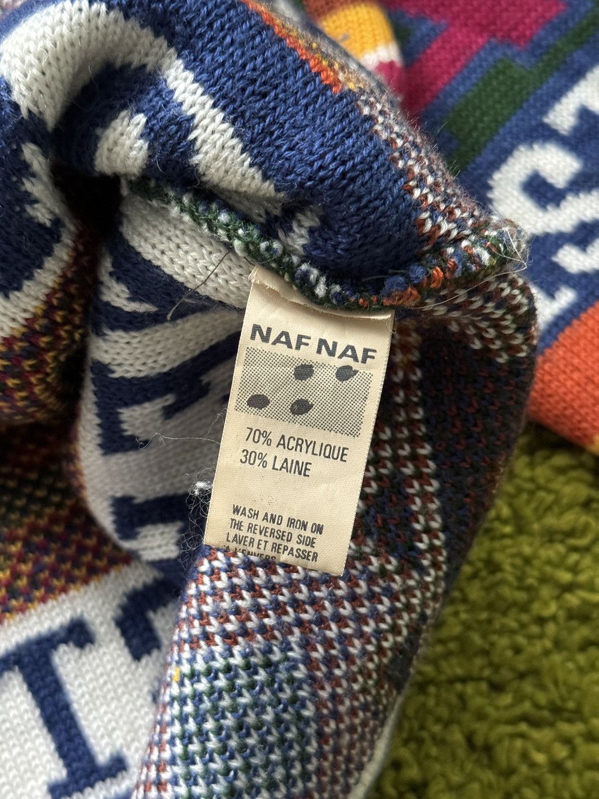 Japanese Brand × Vintage Naf Naf 1990s vintage embroidery coloured sweater Size US L / EU 52-54 / 3 - 5 Thumbnail