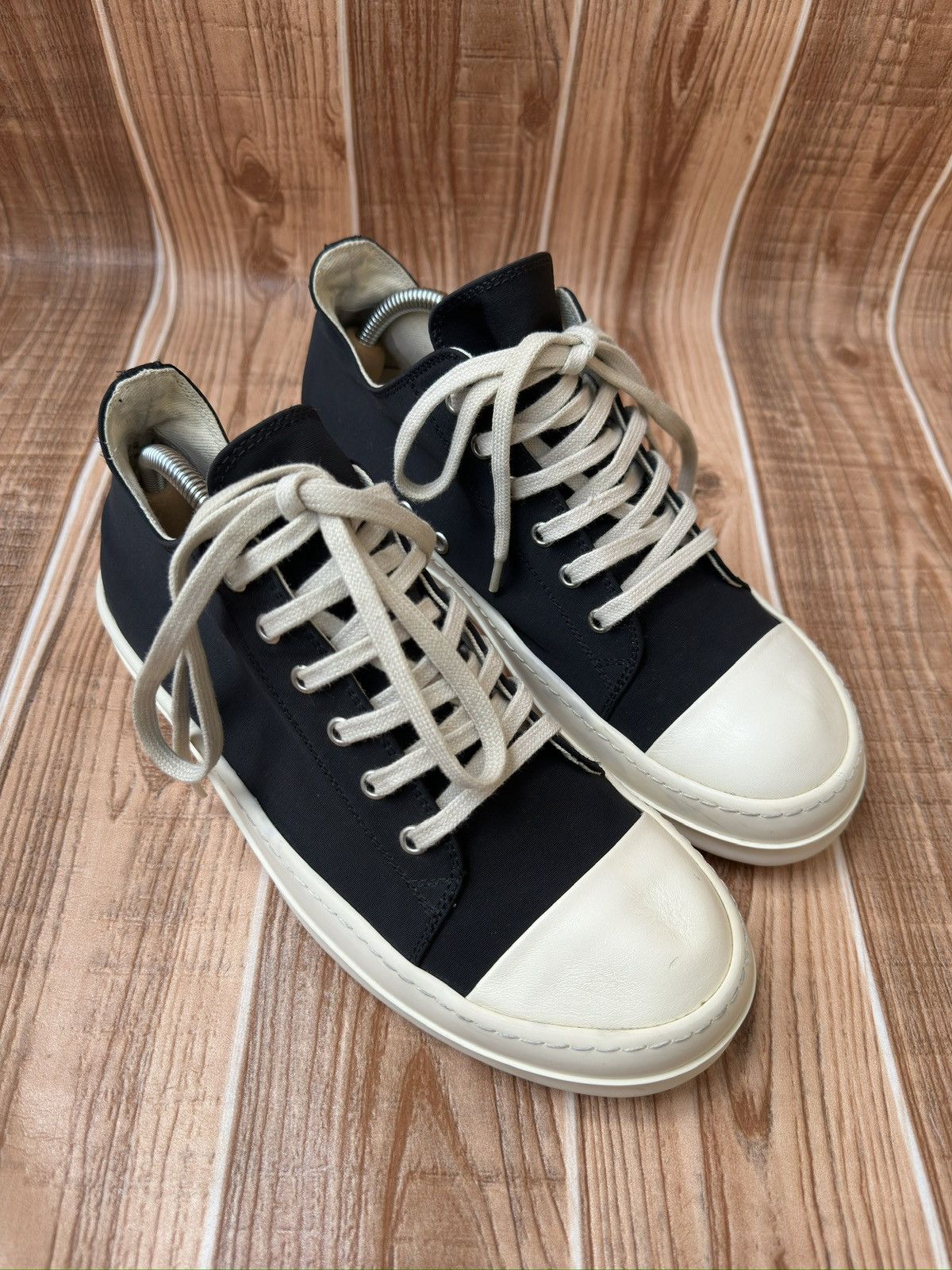 Rick Owens DRKSHDW Nylon Ramones Black Milk LowTop Sneaks