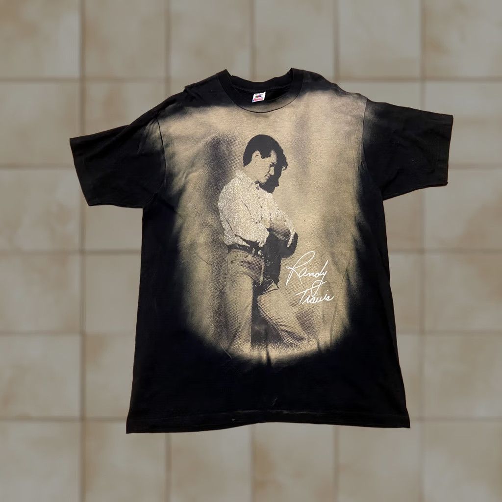 Fruit Of The Loom VINTAGE Randy Travis Tee T-Shirt 2XL Black Crew Neck 90s Country Music USA Short Sleeve Single Stitch Shirt Mens Size US XXL / EU 58 / 5 - 1 Thumbnail