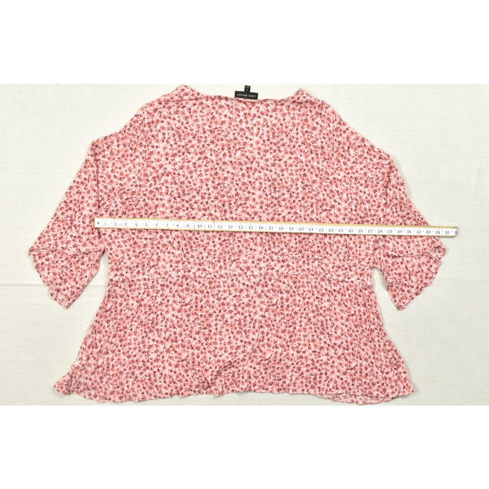 Vintage Lane Bryant Blouse Women 28 Plus Size Pink Floral Button Front V-Neck 100% Rayon 3/4 Sleeve Lightweight Regular Size 4XL / US 24-26 - 3 Thumbnail