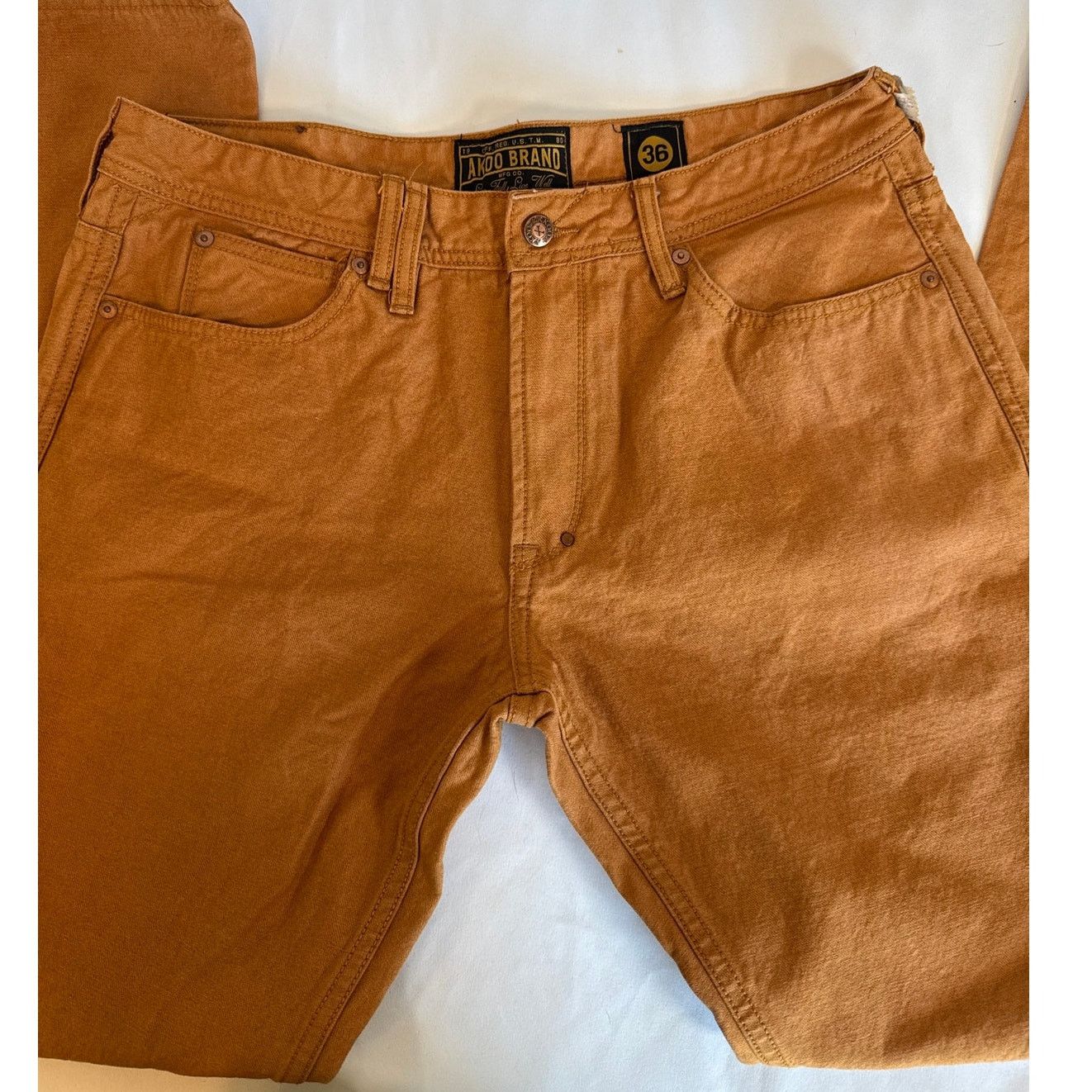 AKOO Akoo Tan Straight Leg Denim Pants 36x33 NWOT Streetwear Size US 36 / EU 52 - 6 Thumbnail
